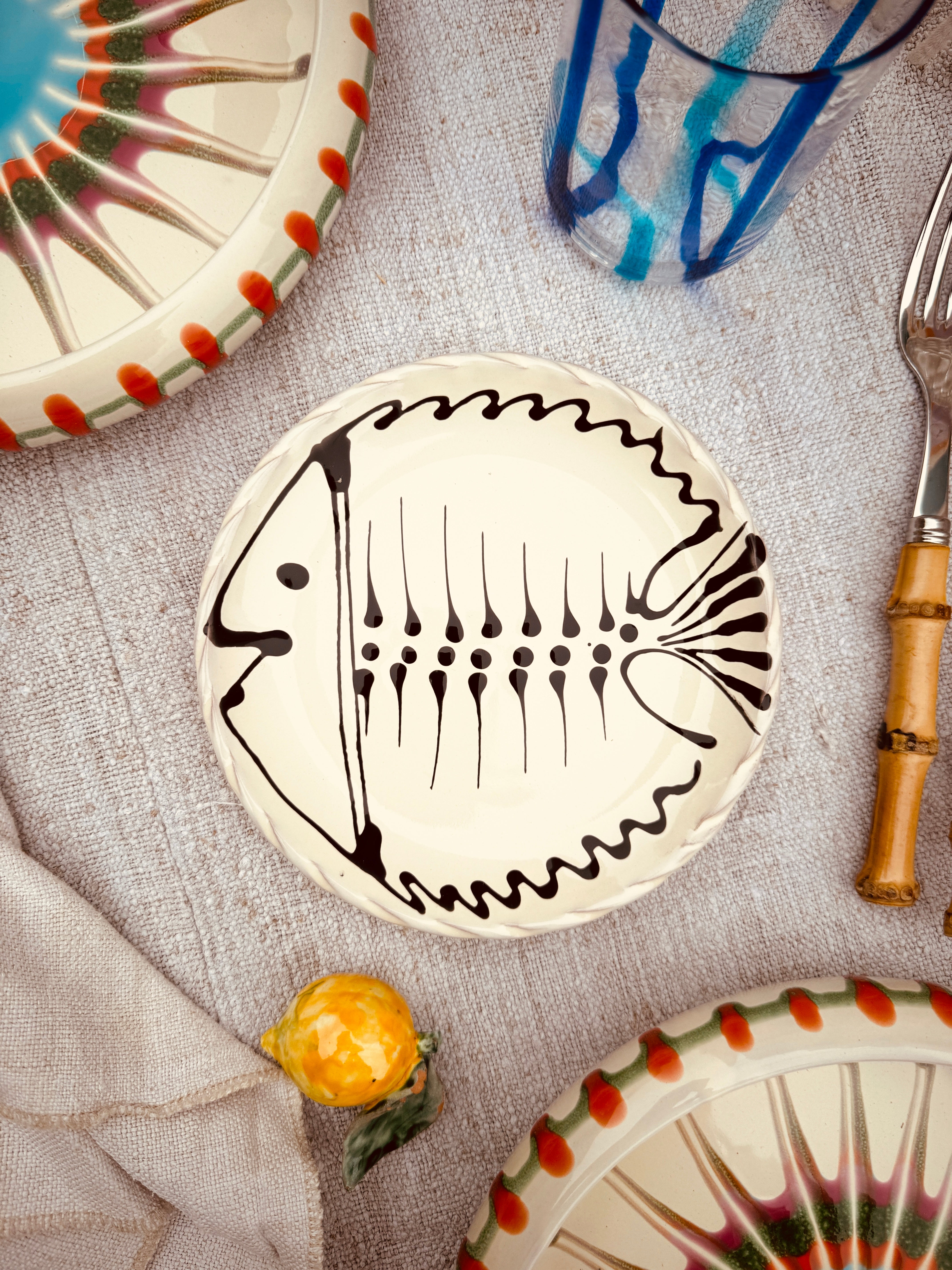 ! UNIKAT!  Brotteller 16cm "IL Pesce Pazzo" Einzelstück