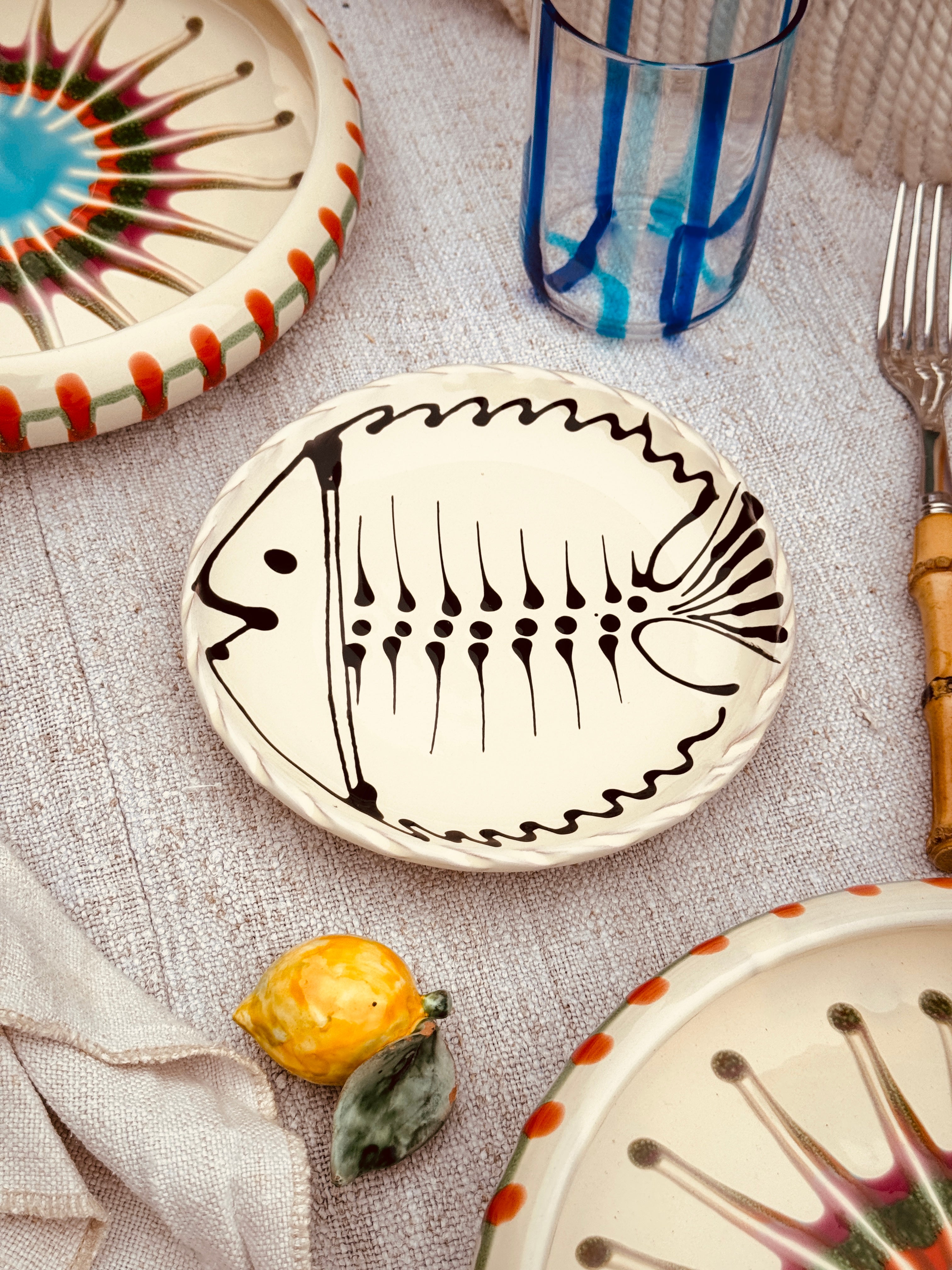 ! UNIKAT!  Brotteller 16cm "IL Pesce Pazzo" Einzelstück