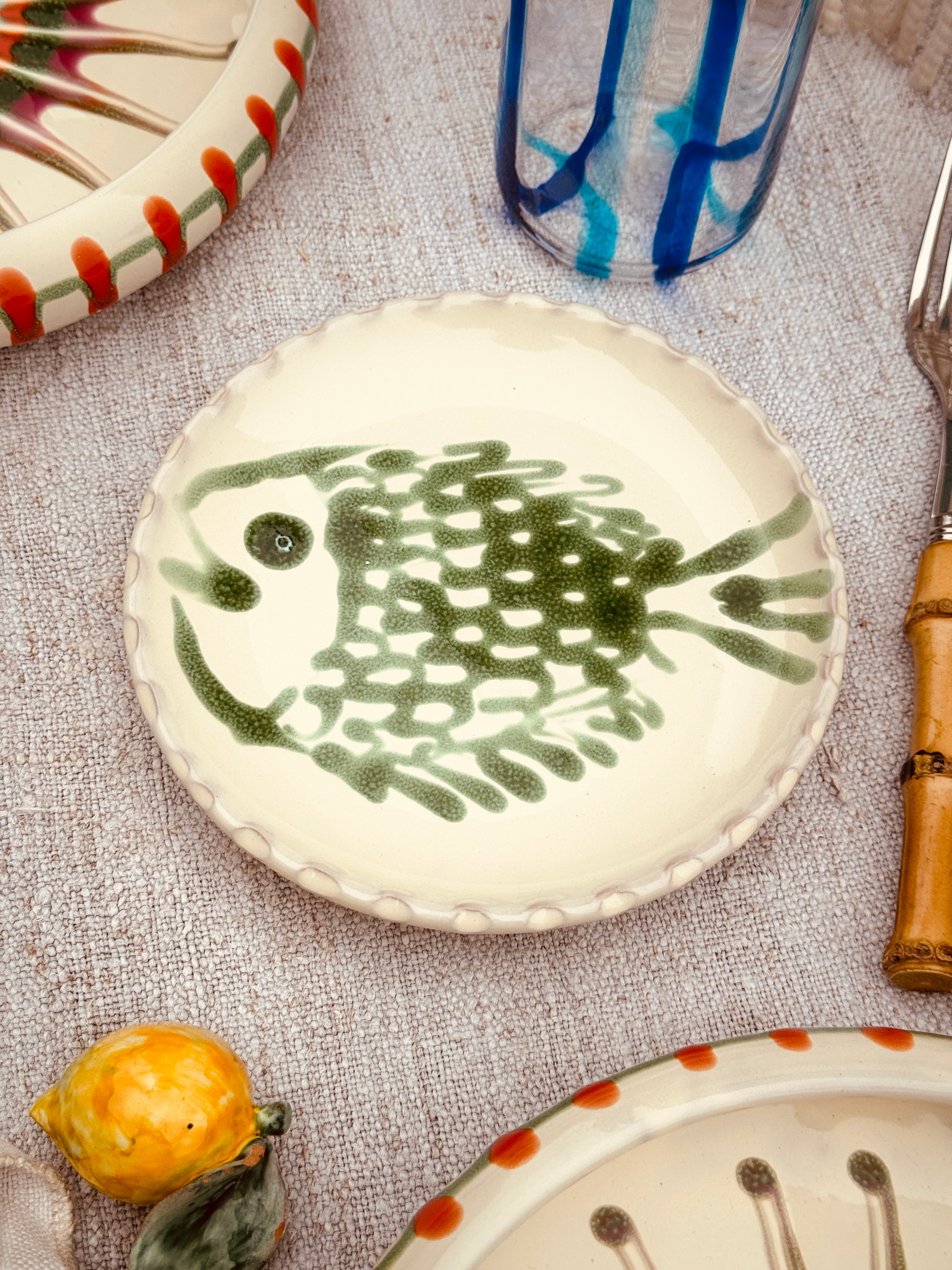 ! UNIKAT!  Brotteller 16cm "IL Pesce Pazzo" Einzelstück