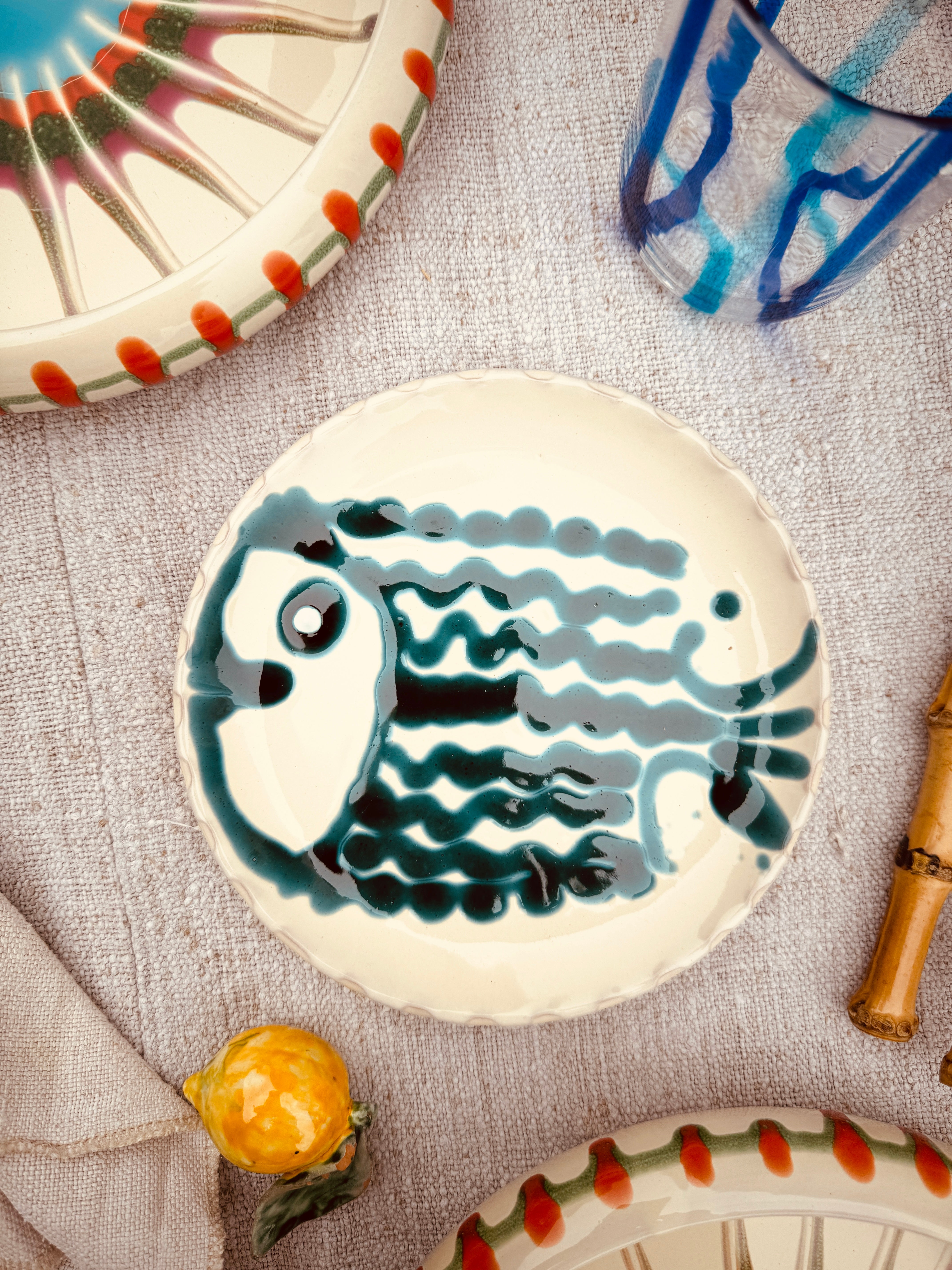 ! UNIKAT!  Brotteller 16cm "IL Pesce Pazzo" Einzelstück