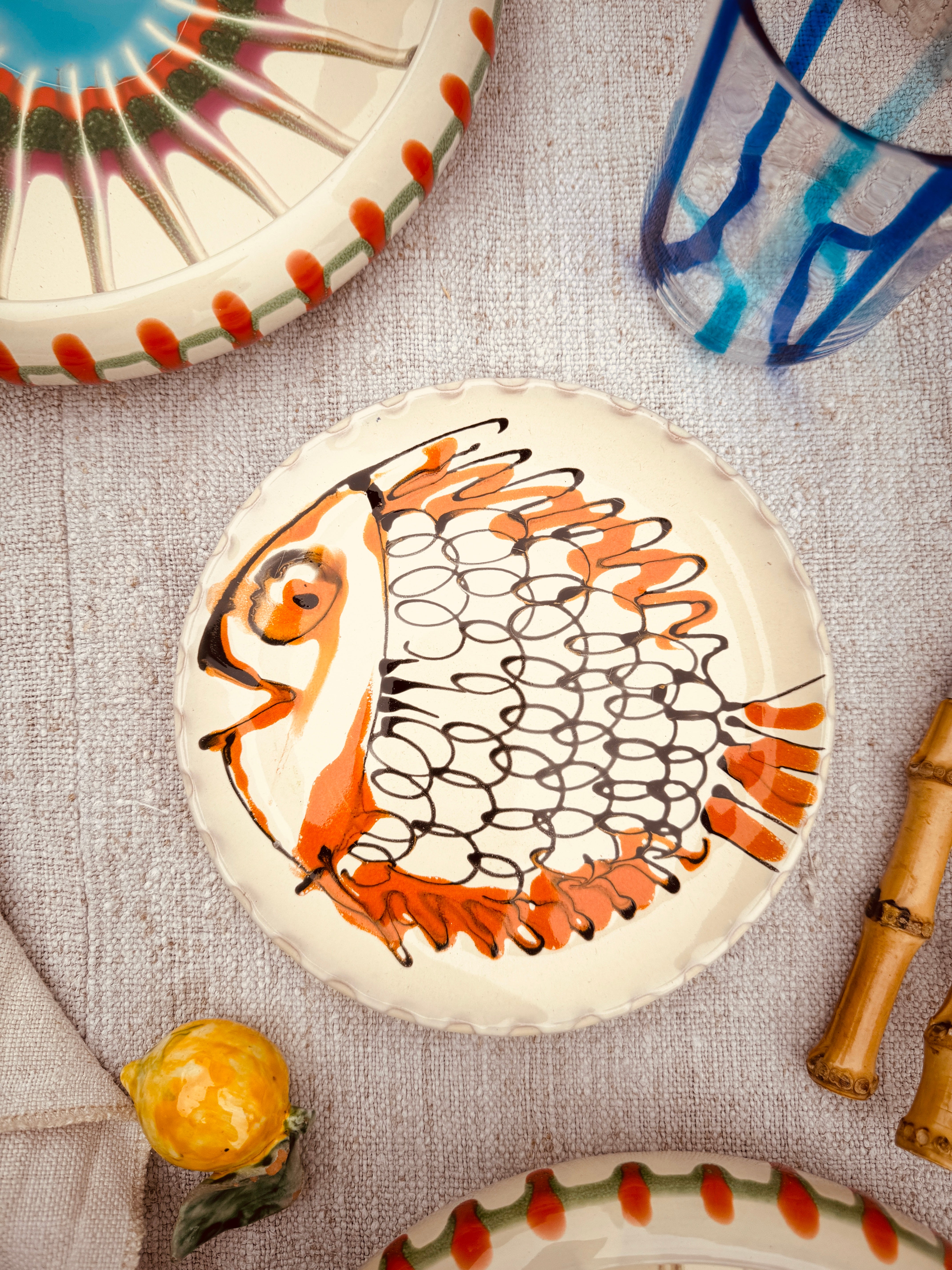 ! UNIKAT!  Brotteller 16cm "IL Pesce Pazzo" Einzelstück