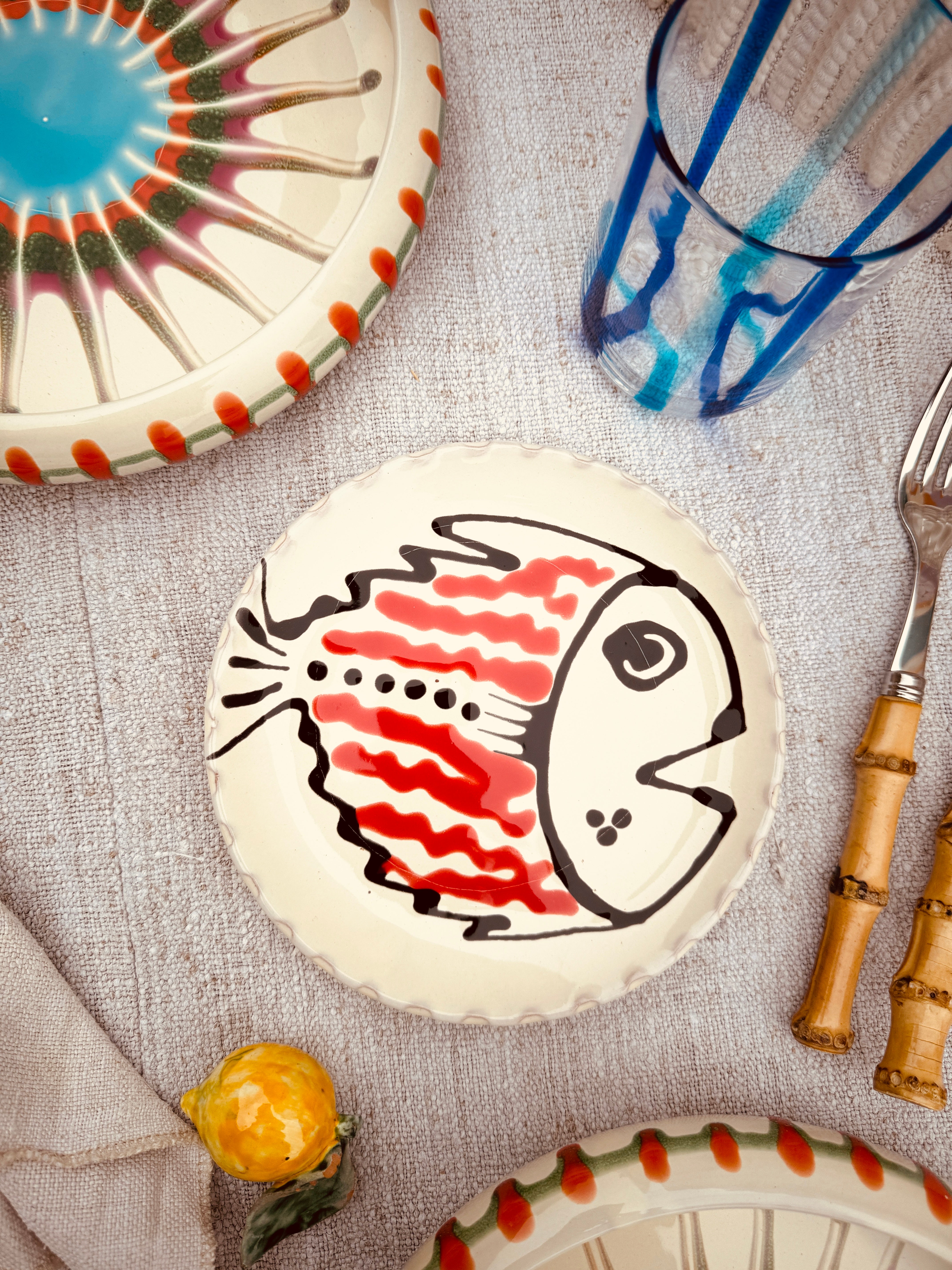 ! UNIKAT!  Brotteller 16cm "IL Pesce Pazzo" Einzelstück