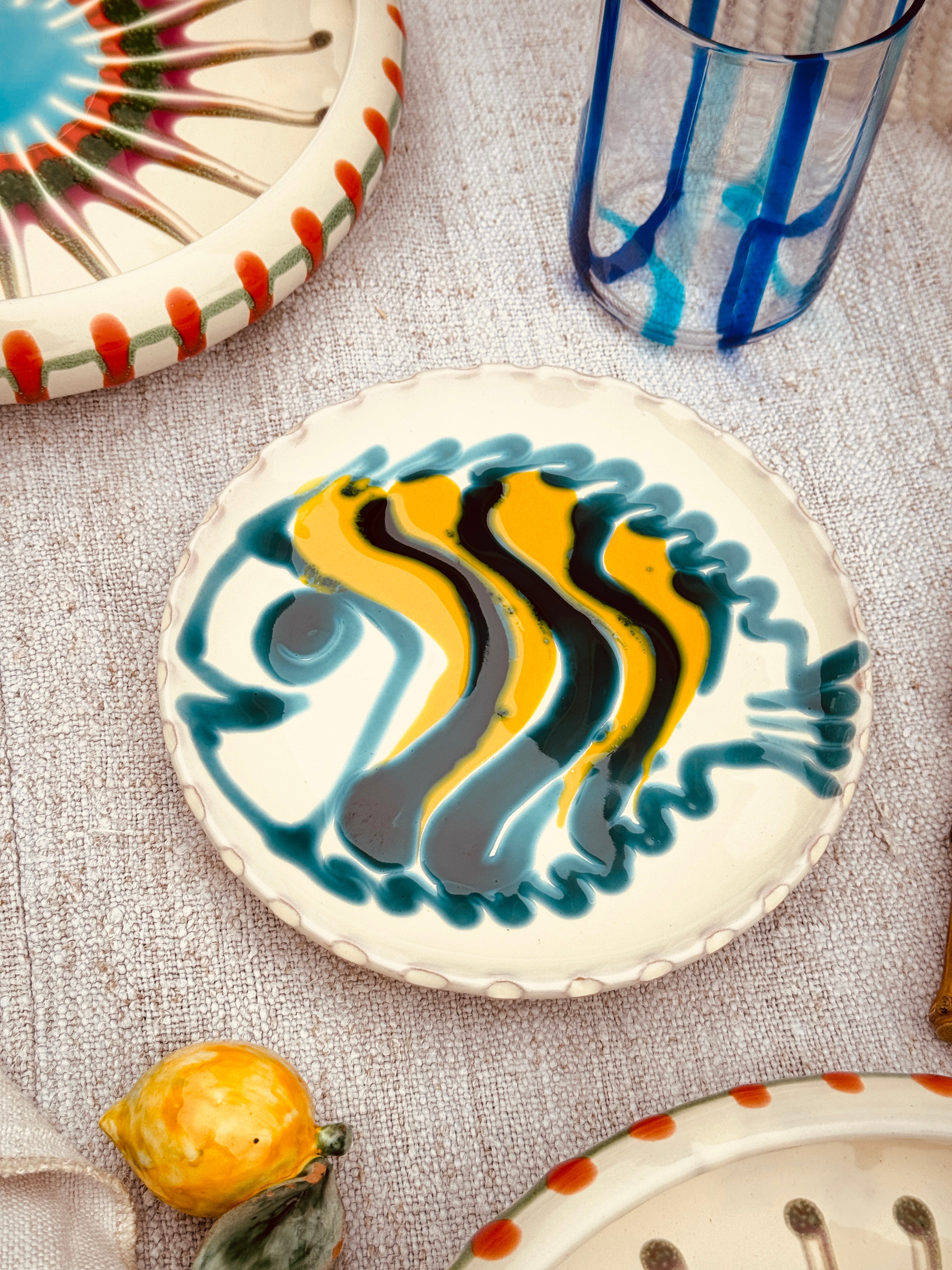 ! UNIKAT!  Brotteller 16cm "IL Pesce Pazzo" Einzelstück