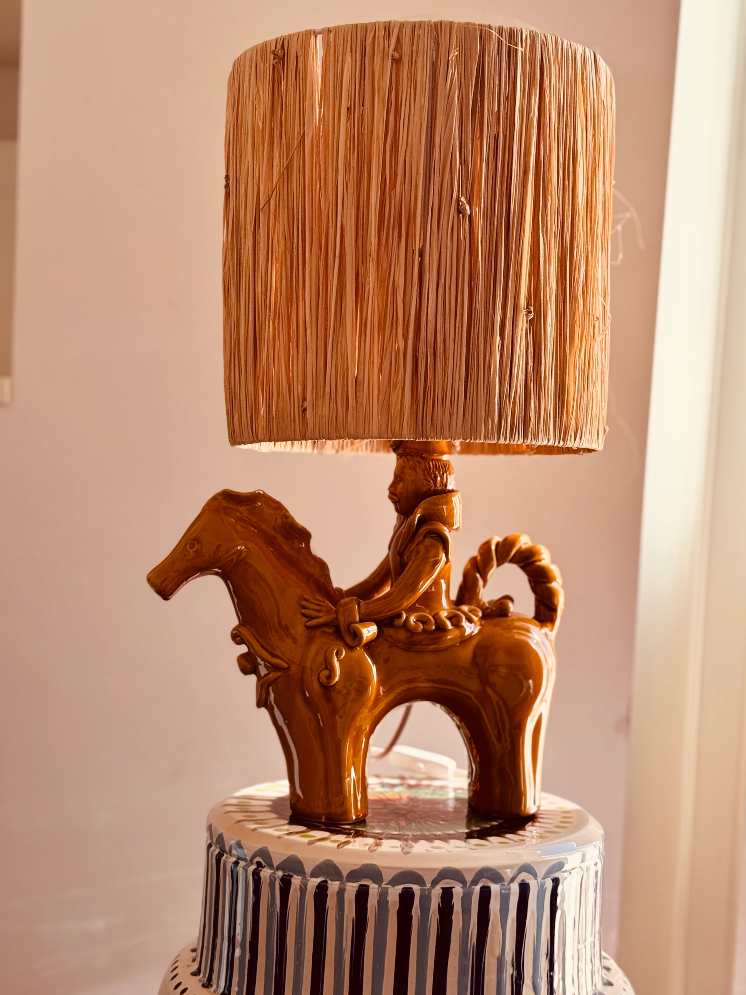 Lampe "traditionell handgemachte Lampe - Cavaliere tradizionale a Cavallo"- 55cm