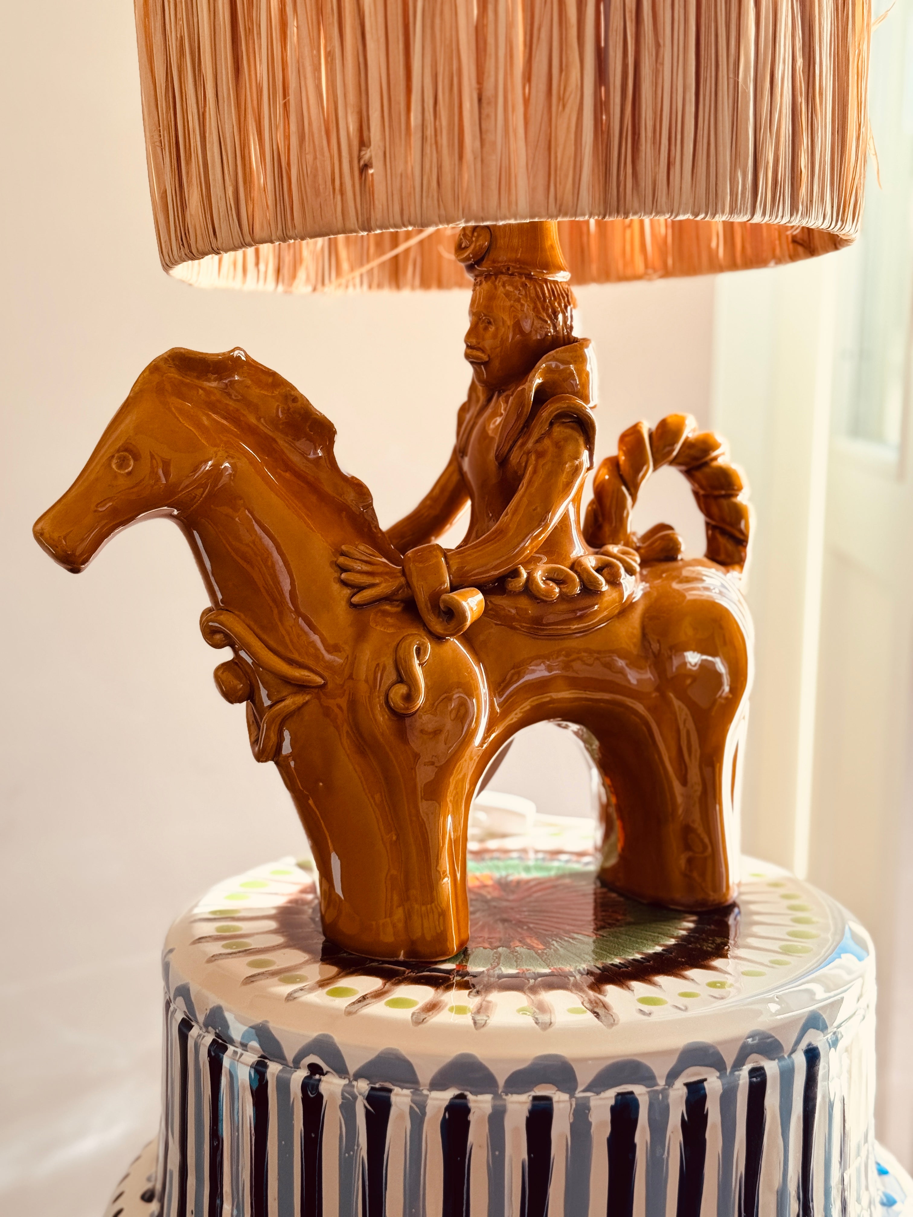 Lampe "traditionell handgemachte Lampe - Cavaliere tradizionale a Cavallo"- 55cm