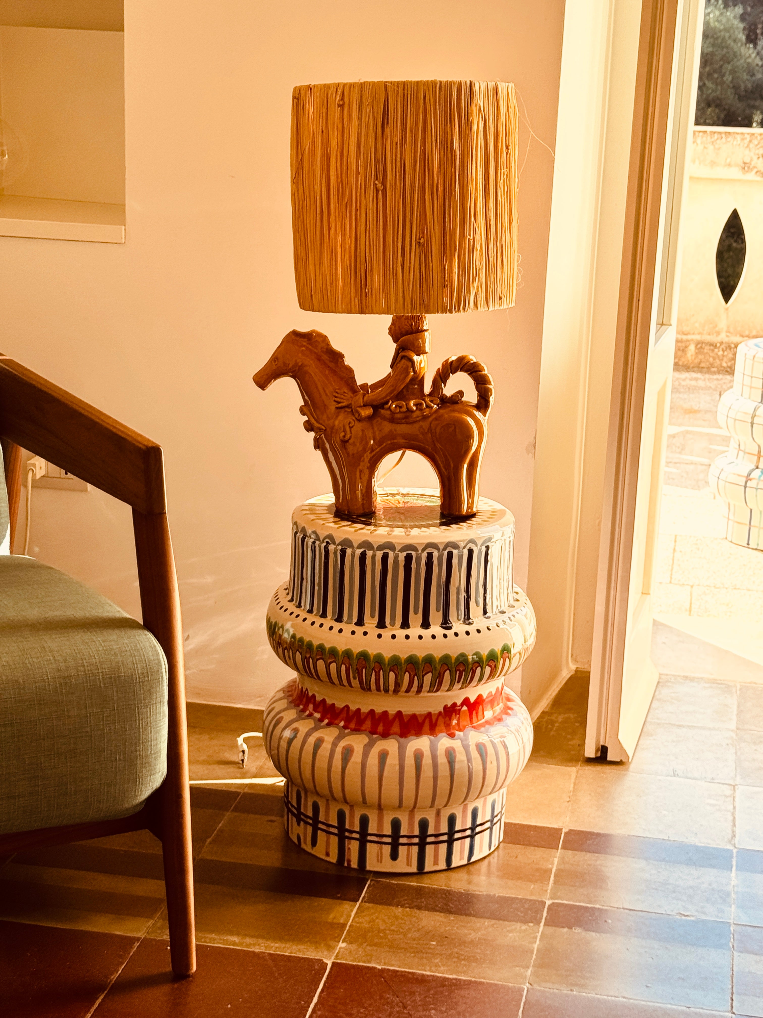 Lampe "traditionell handgemachte Lampe - Cavaliere tradizionale a Cavallo"- 55cm