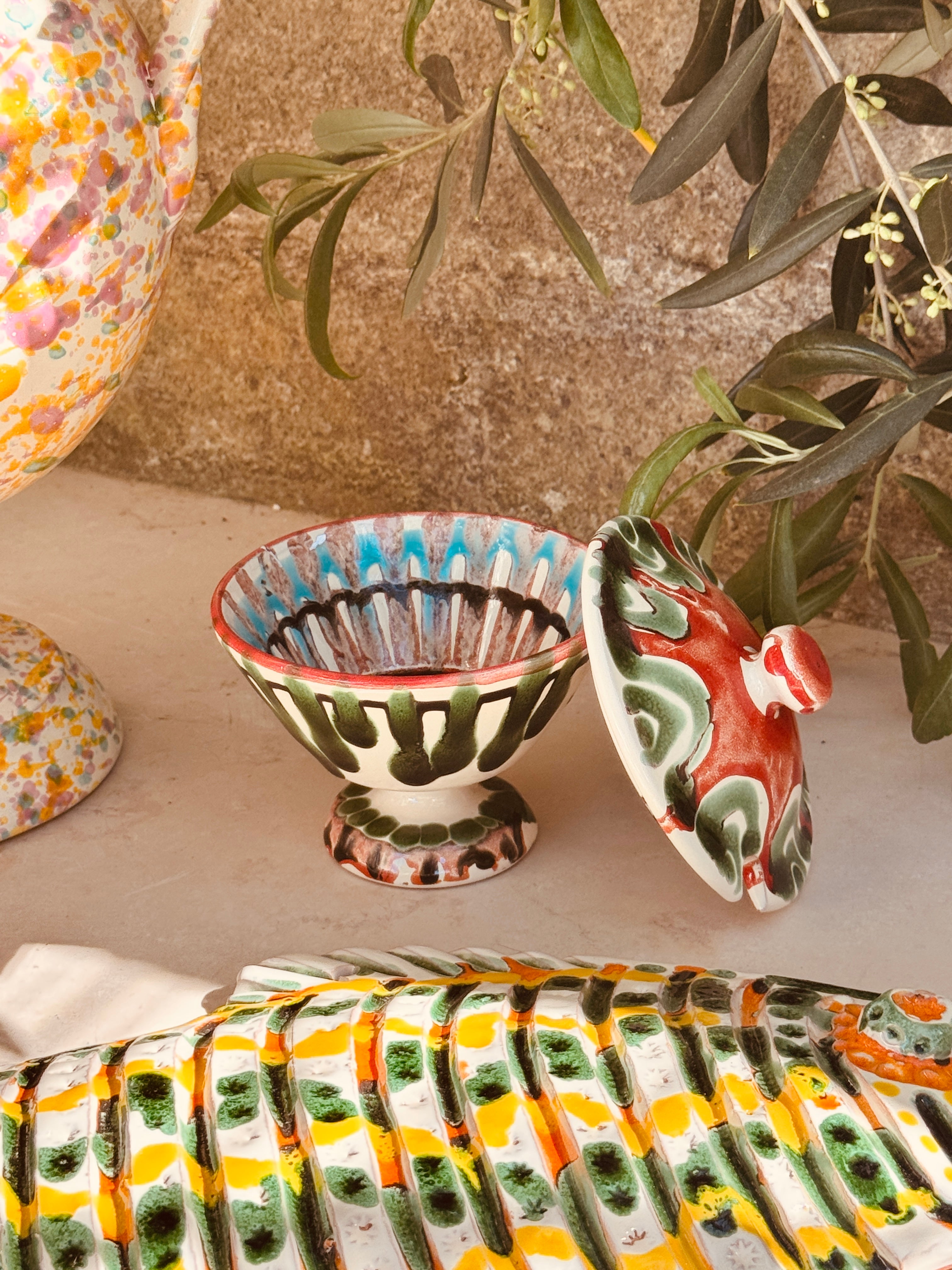 Psychodelic Sugar Bowl with lid "Zucchero di Riviera Due" - Unique Piece