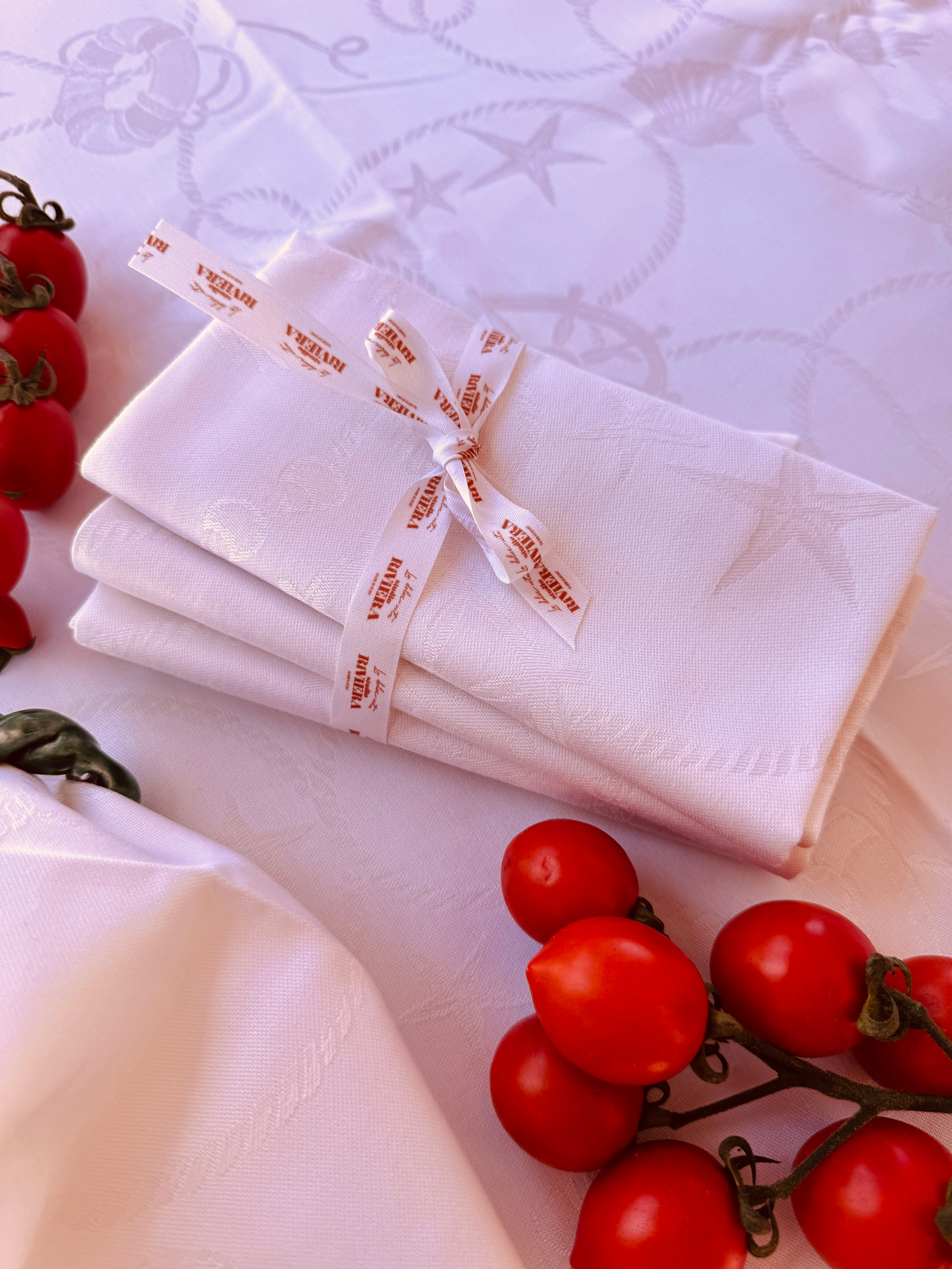 Luxury Cotton Servietten 4er Set | "Riviera Nautico Bianco" 50 x 50