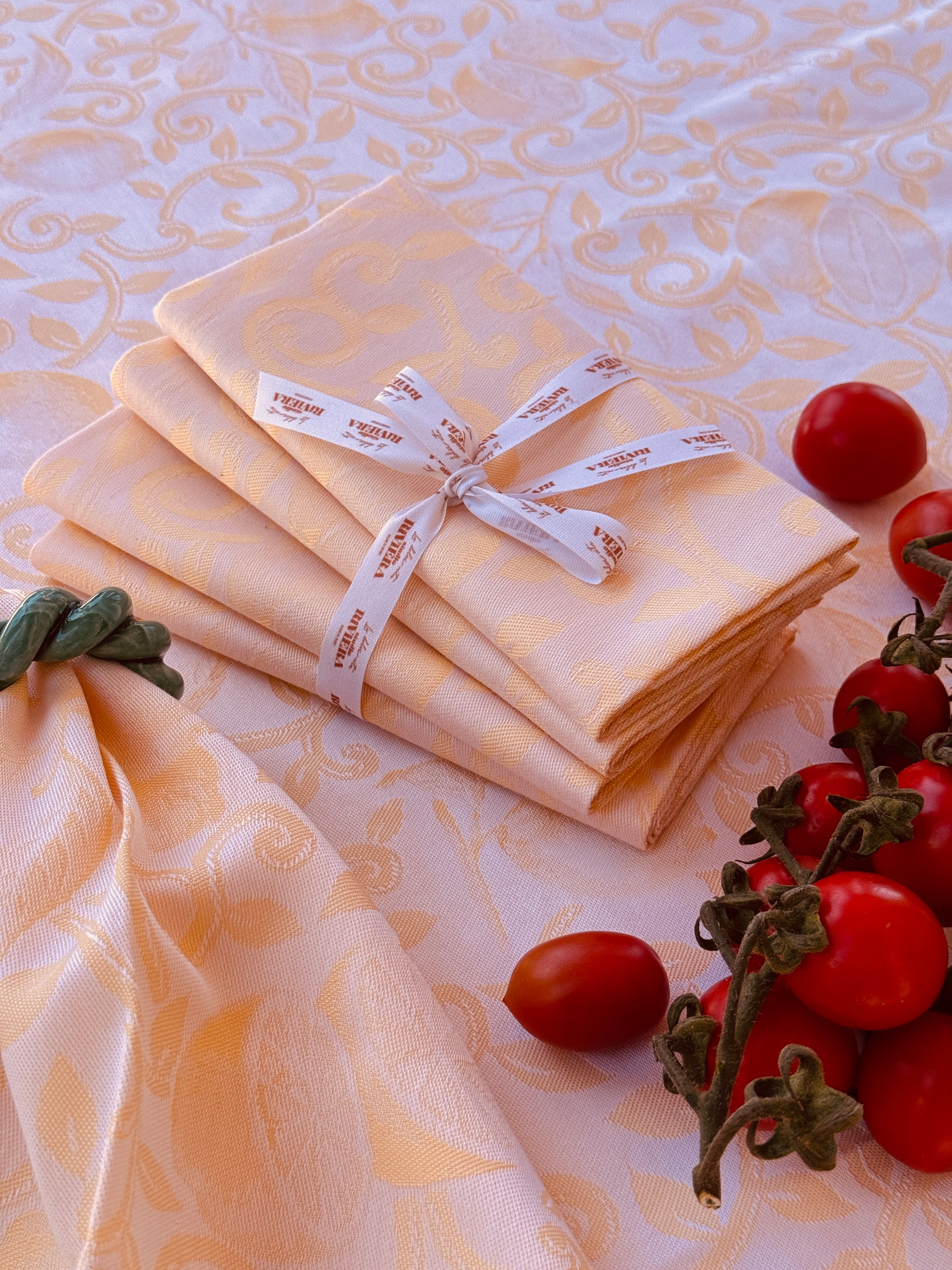 Luxury Cotton Servietten 4er Set | "Limoni della Costiera" 50 x 50