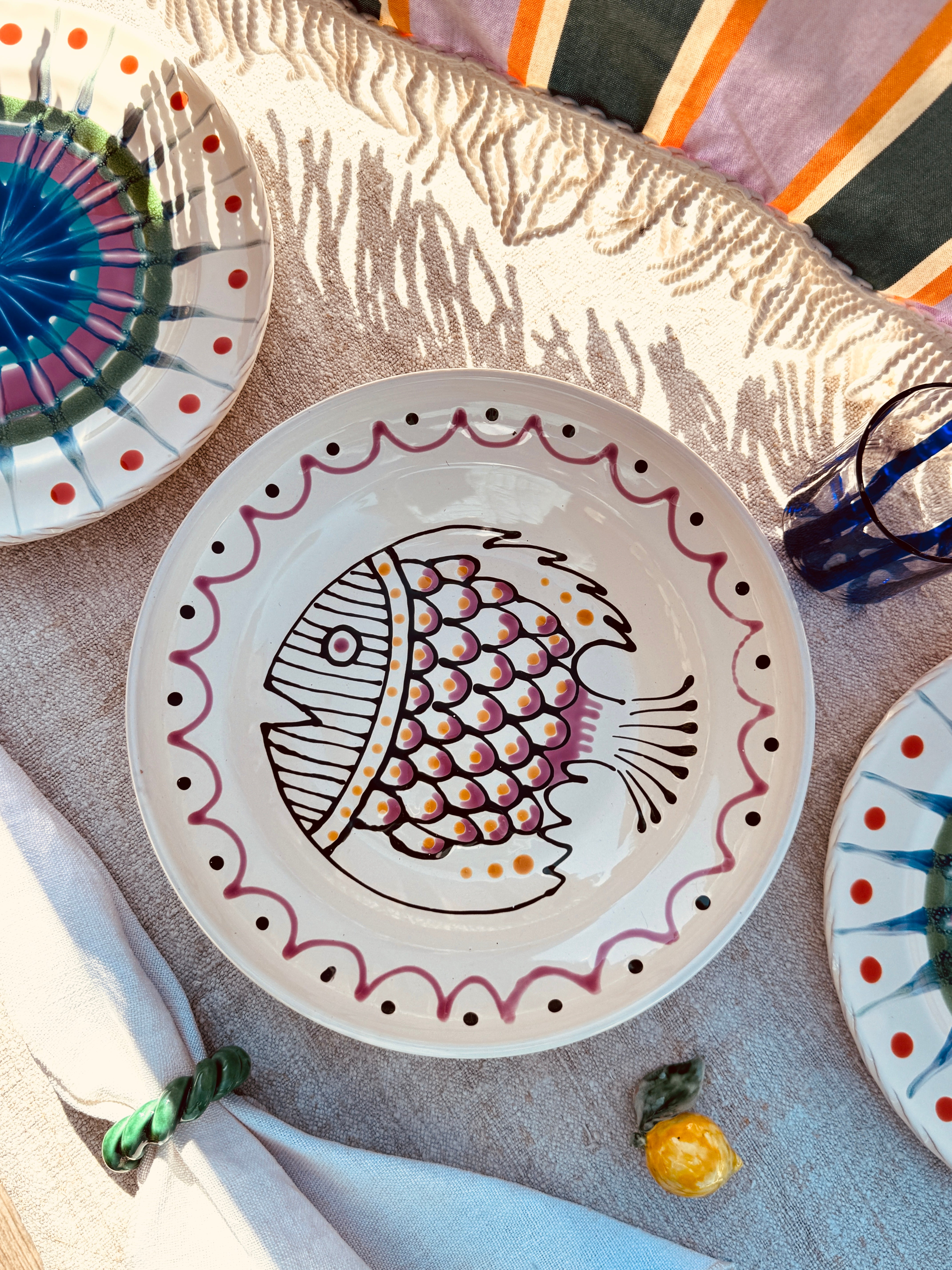 Flat Psychodelic Bowl  "Ciotola Piatta Pesce Pink Baby"