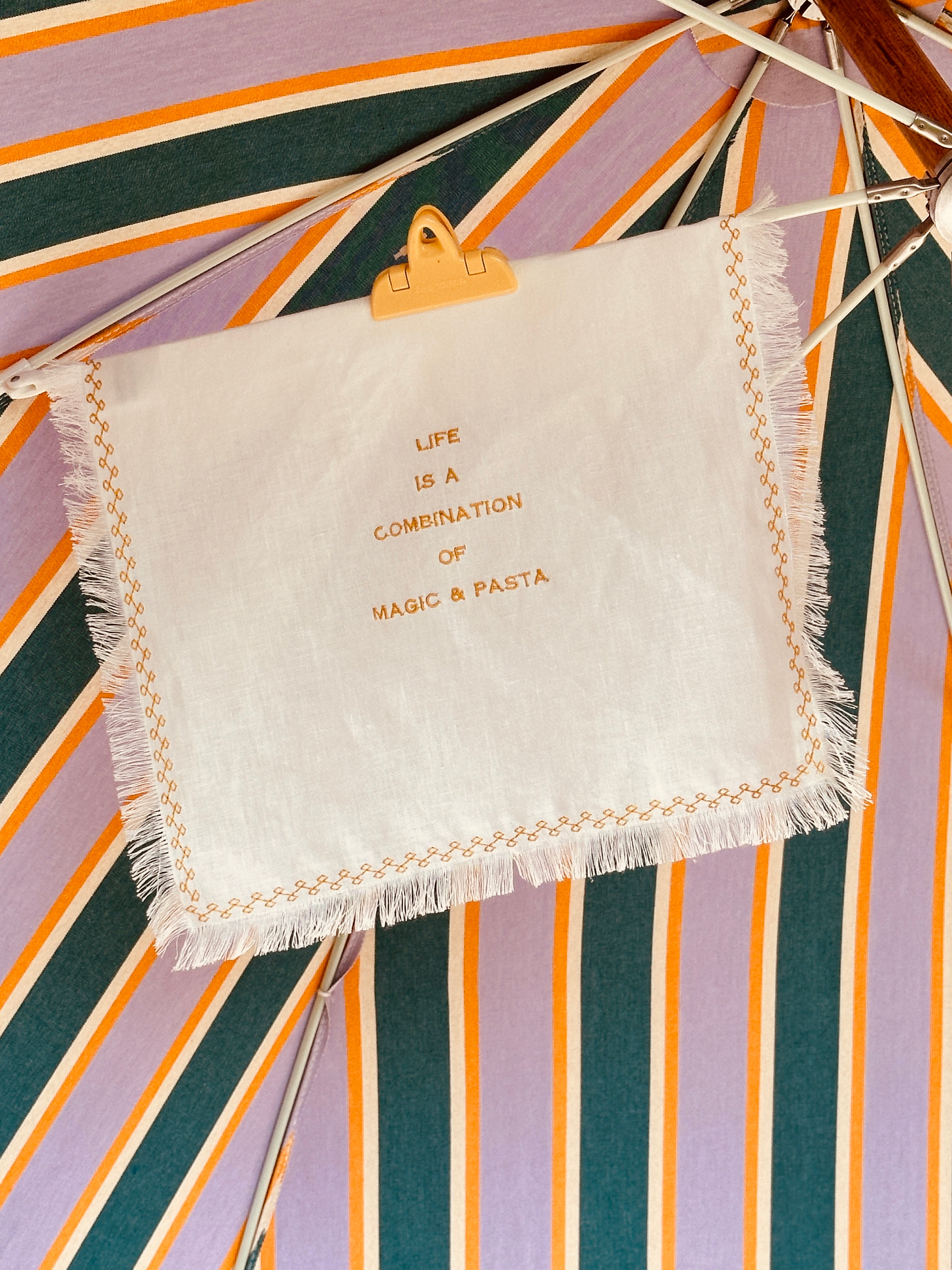 Light Linen Napkin "Life is a Combination of Magic & Pasta"