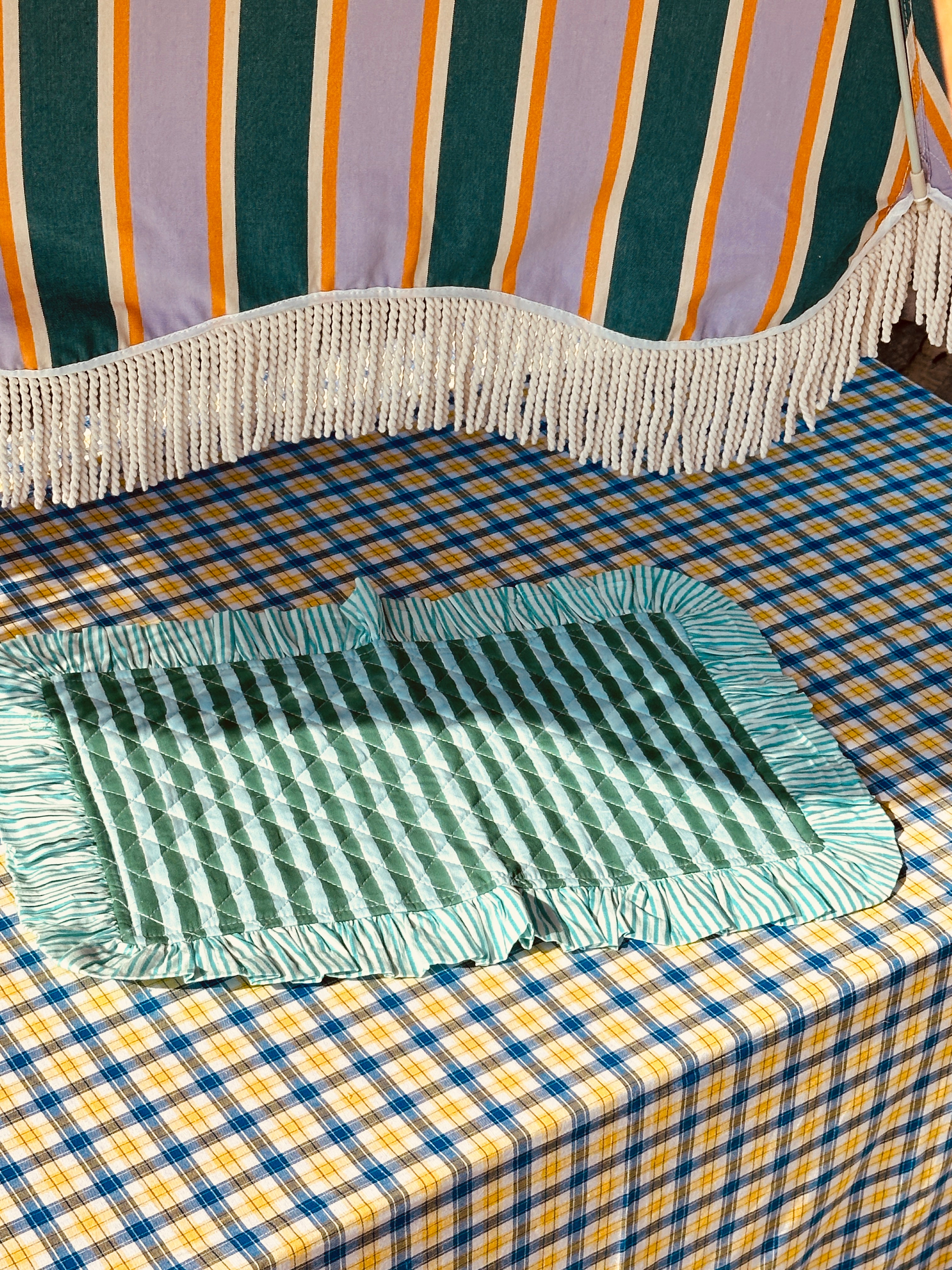 Platzset aus Baumwolle "Green Stripes meet green Stripes"