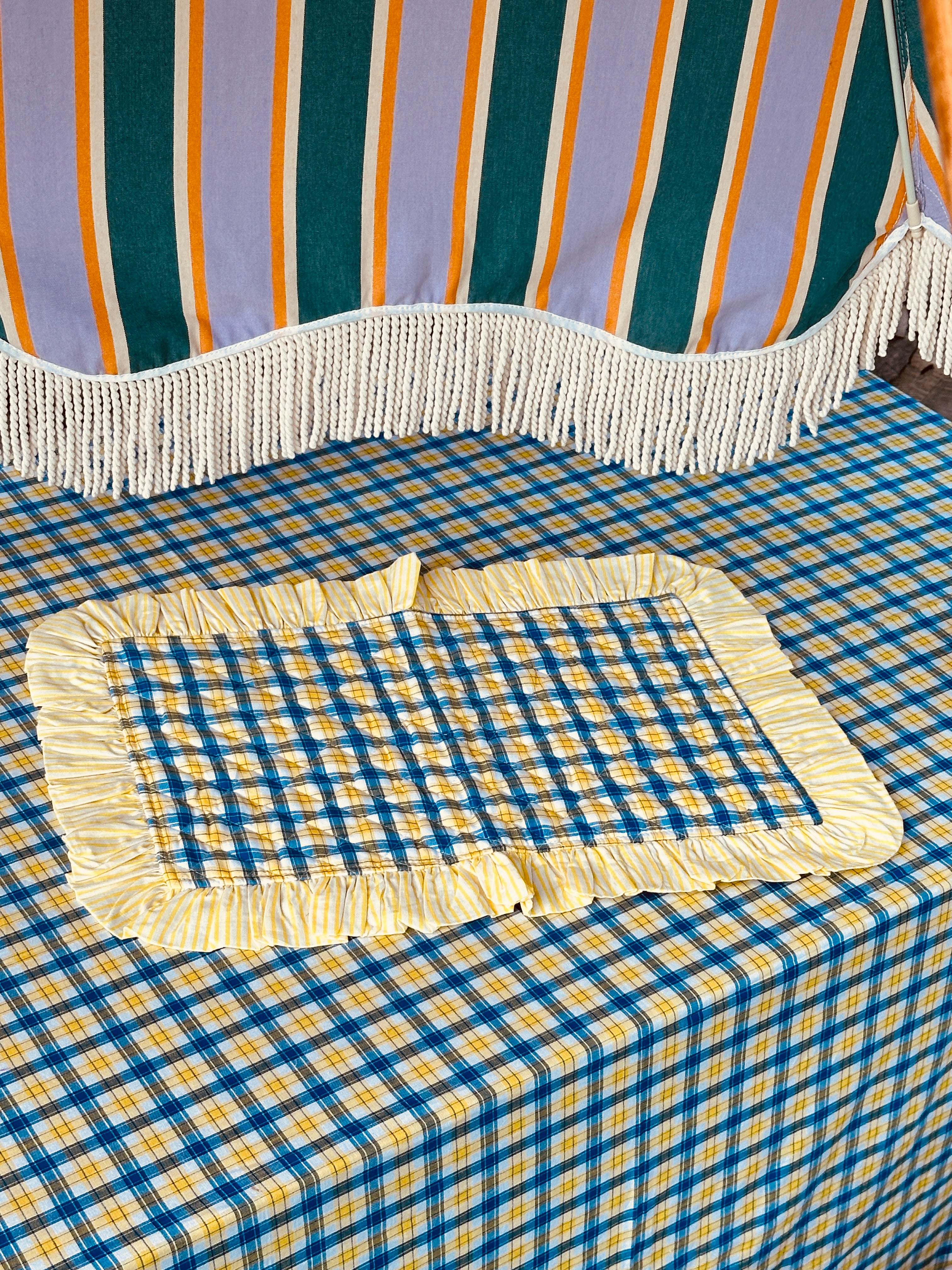 Cotton Placemat "Check di Provence with yellow Stripes"