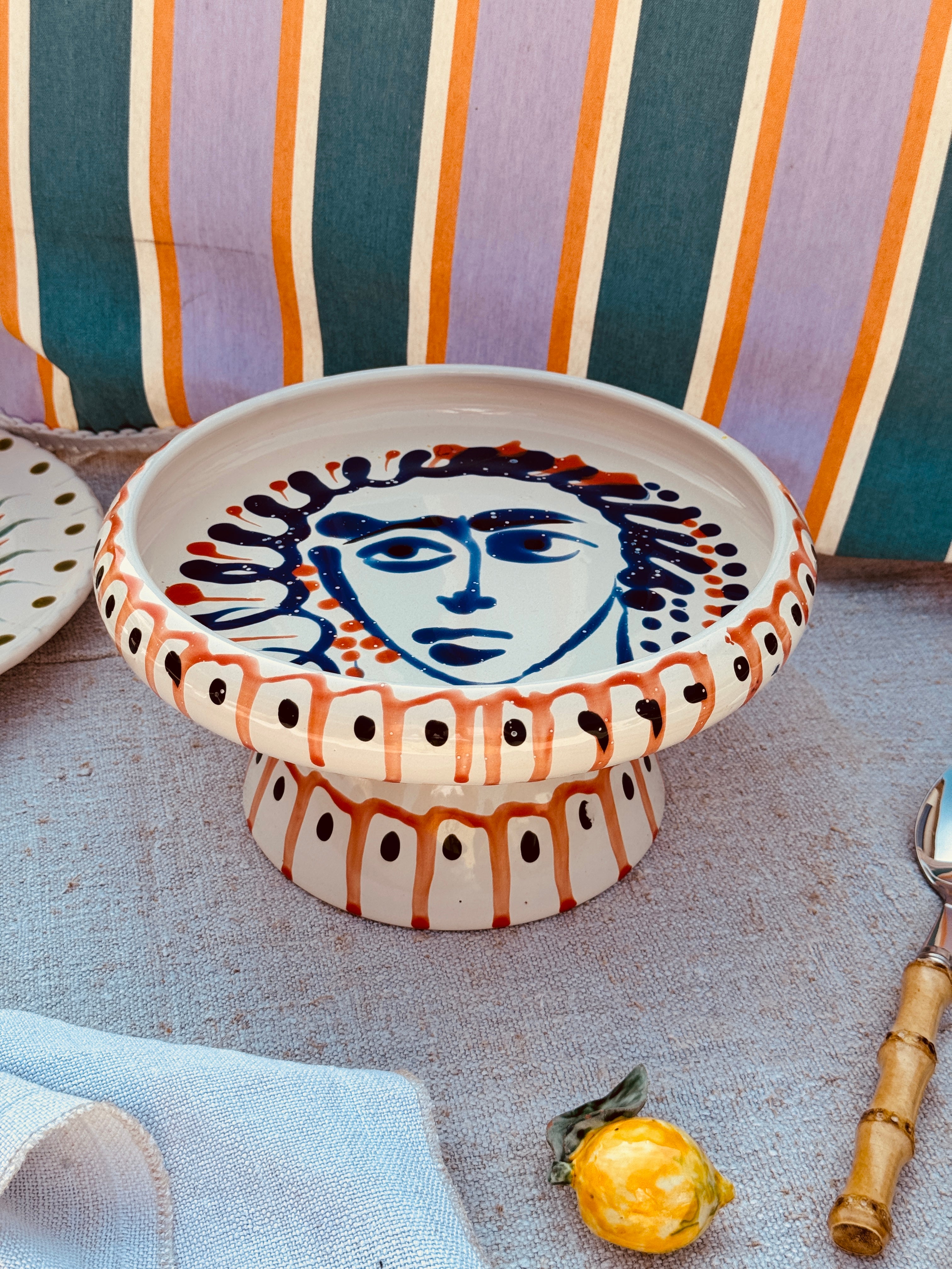 Psychodelic Frisbee Teller mit Fuß - 25cm UNIKAT NUR 1 X ERHÄLTLICH