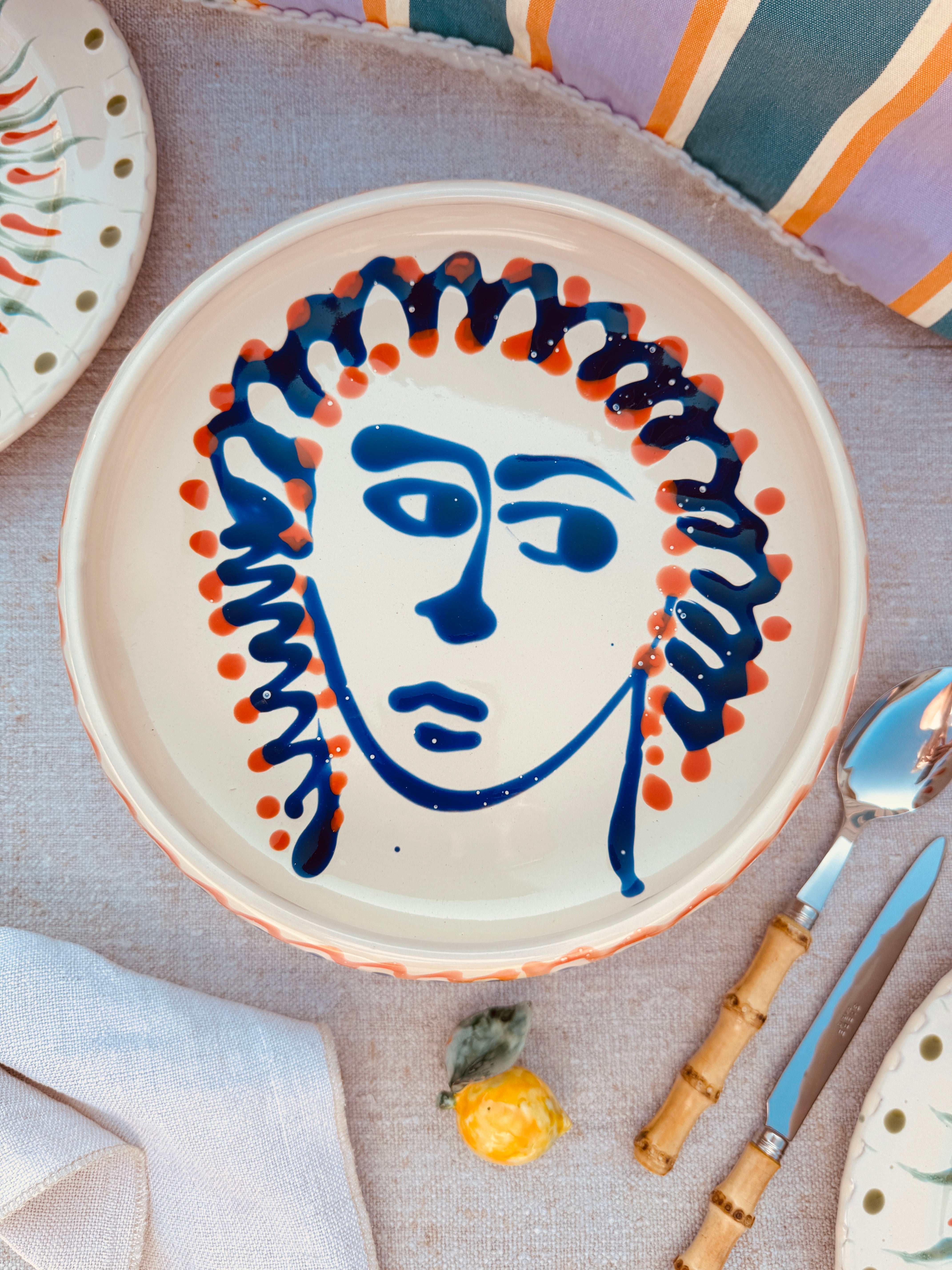 Psychodelic Frisbee Teller mit Fuß - 25cm UNIKAT NUR 1 X ERHÄLTLICH