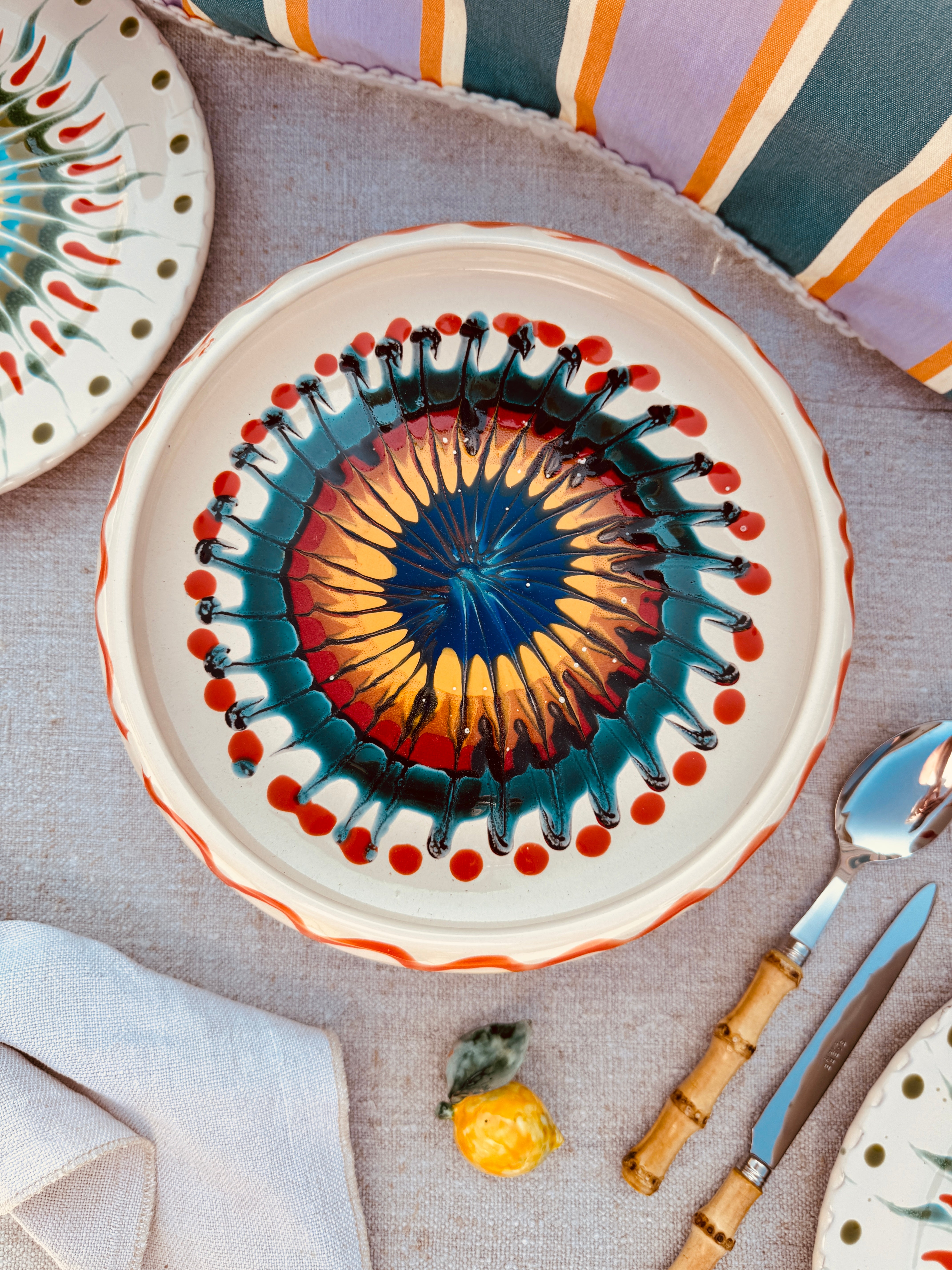 Psychodelic Frisbee High Plate - 25cm UNIQUE PIECE - ONLY 1 X AVAILABLE