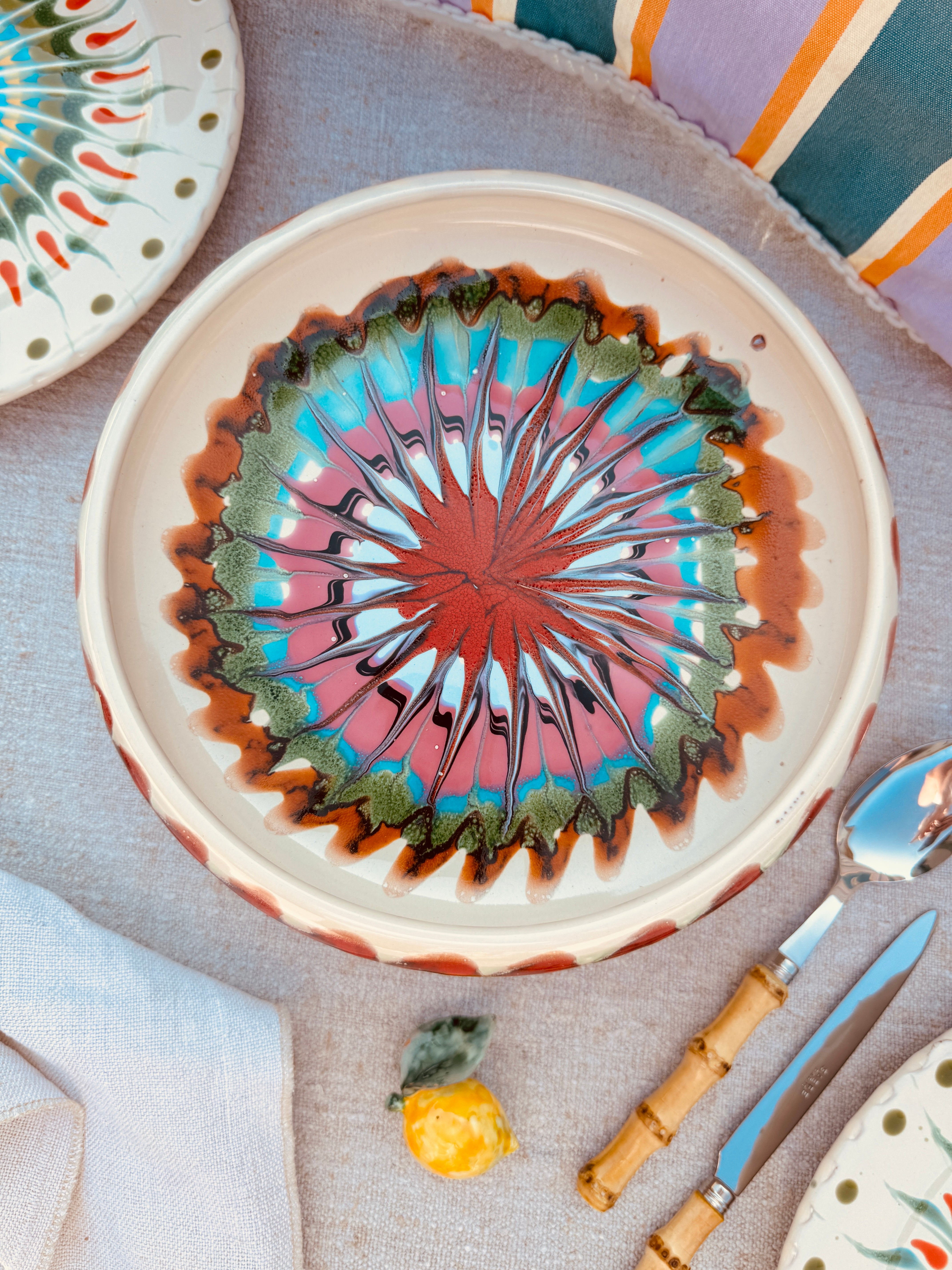 Psychodelic Frisbee High Plate - 25cm UNIQUE PIECE - ONLY 1 X AVAILABLE