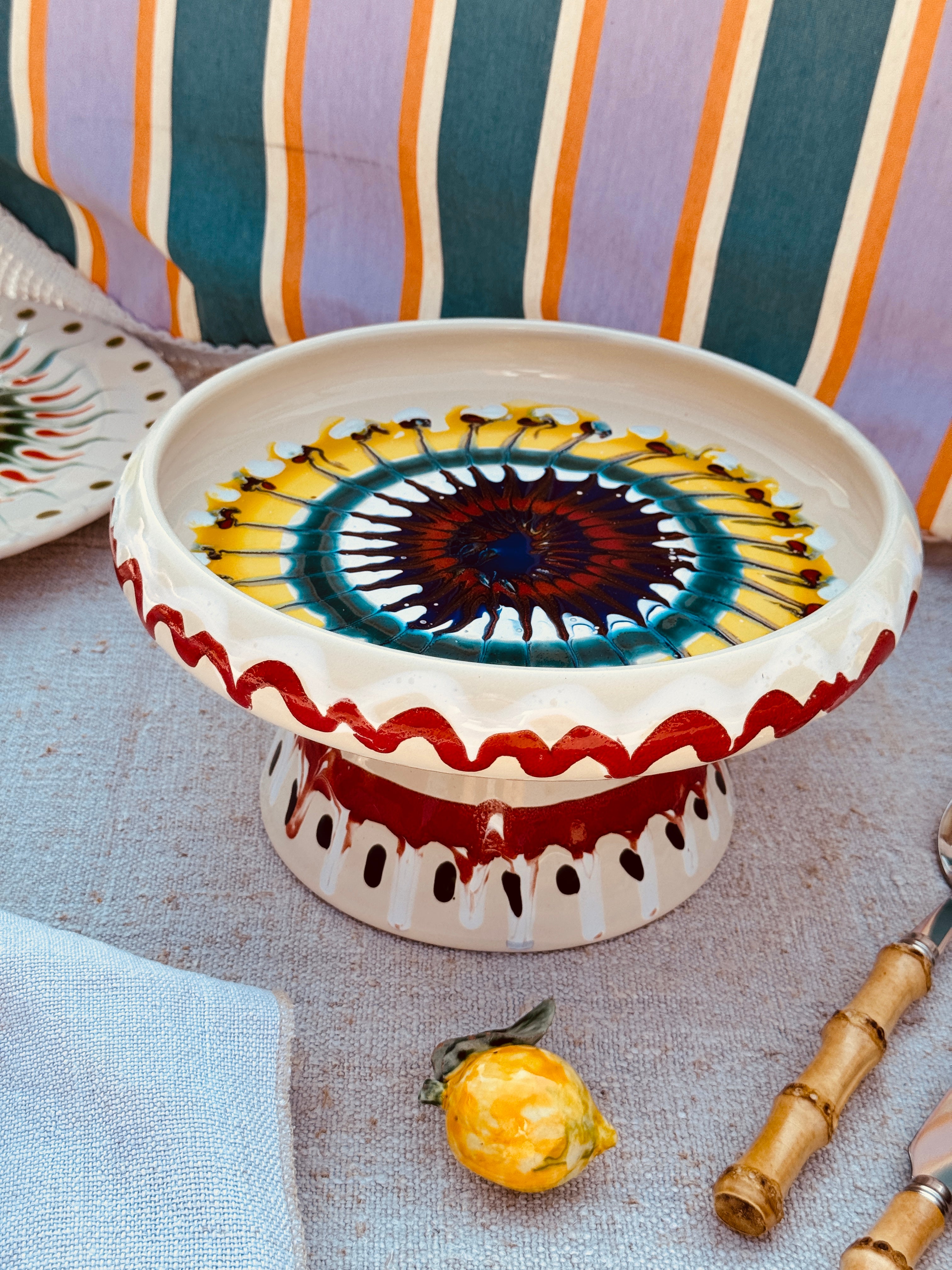 Psychodelic Frisbee High Plate - 25cm UNIQUE PIECE - ONLY 1 X AVAILABLE