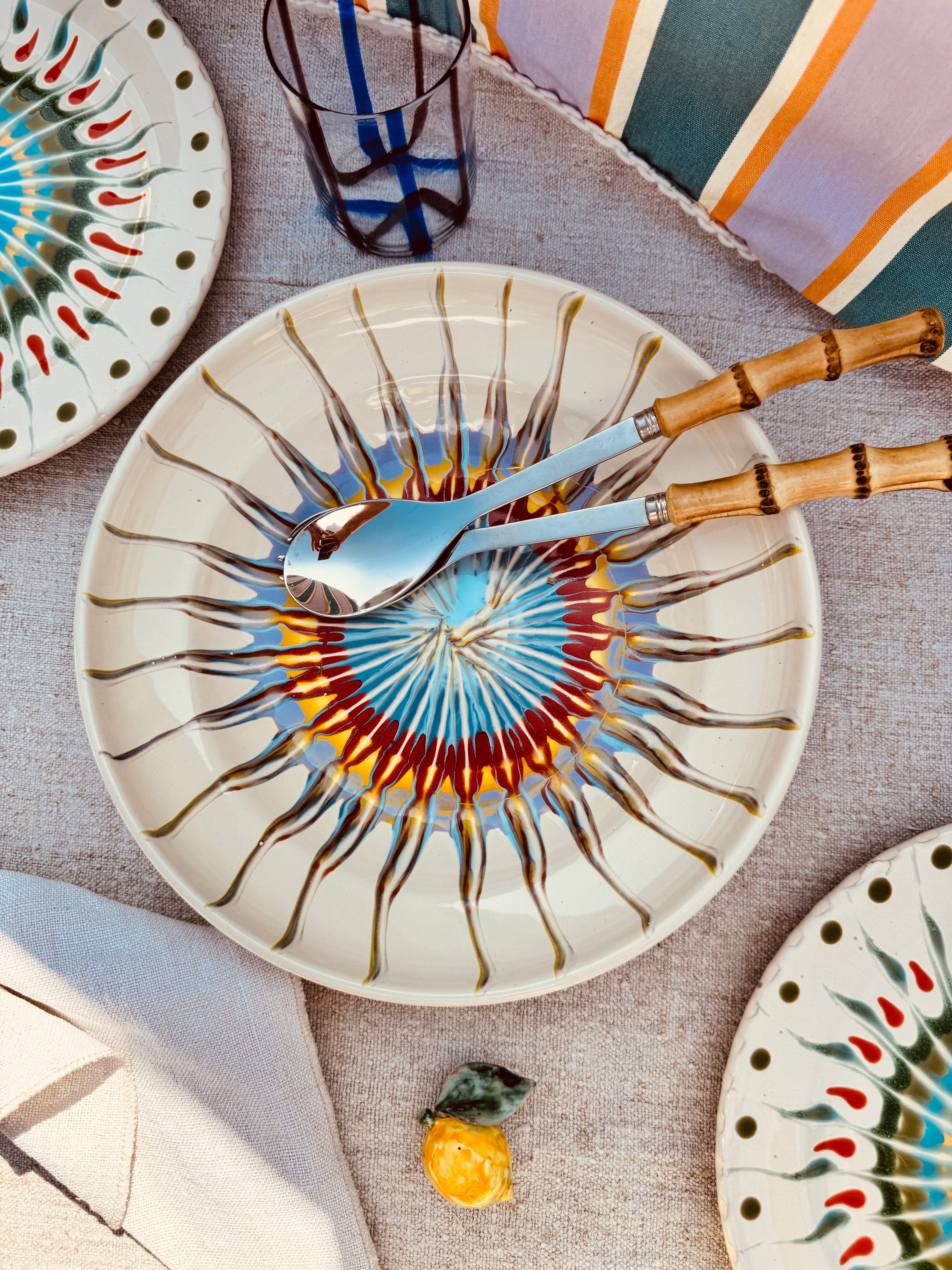UNIQUE PIECE - Flat Psychodelic Bowl  - 29cm  ONLY 1 X AVAILABLE!