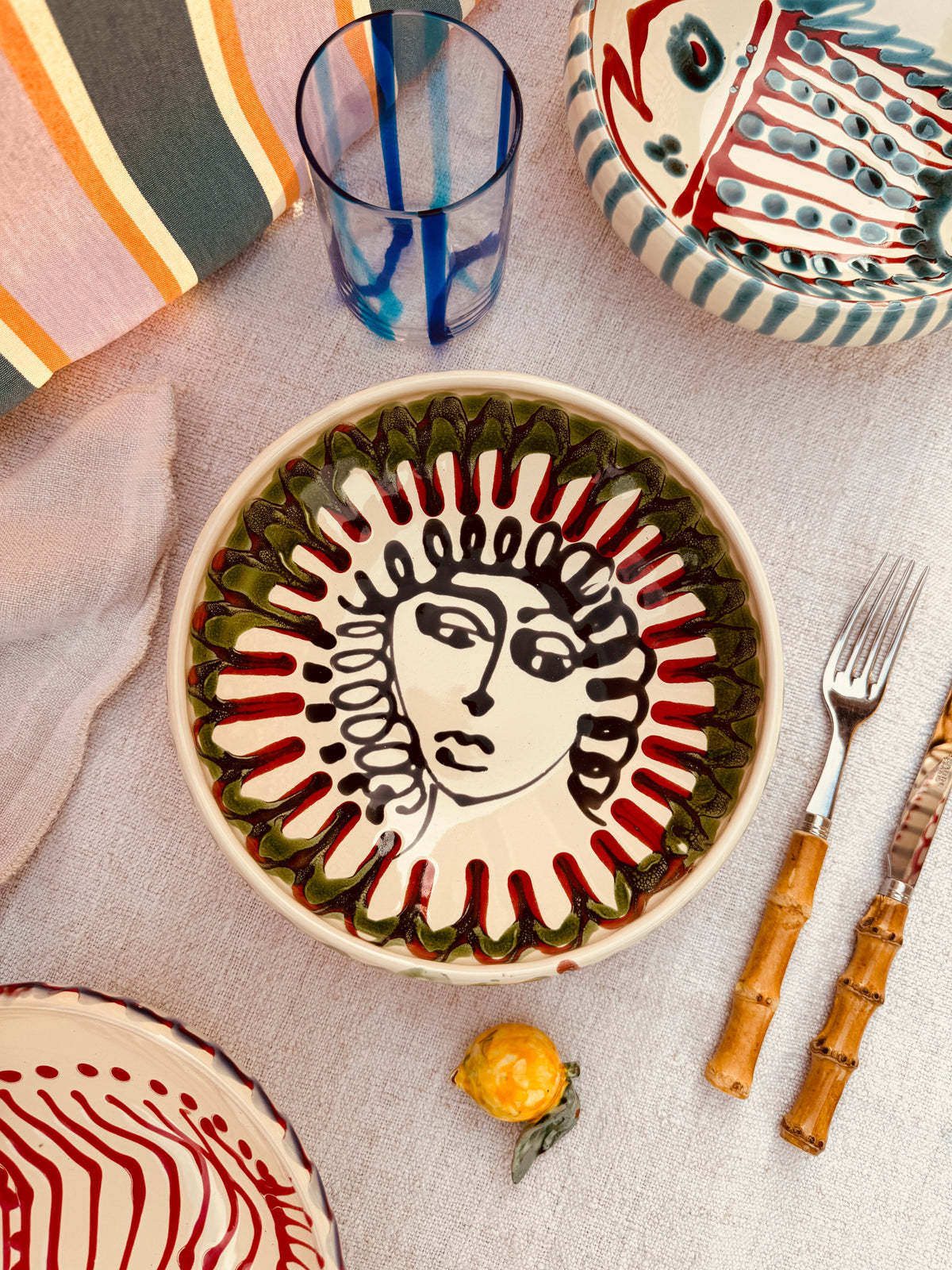 Handgefertigte Keramik Bowl 21 cm „Bordo Tornito“ Viso Design - Unikat aus Italien