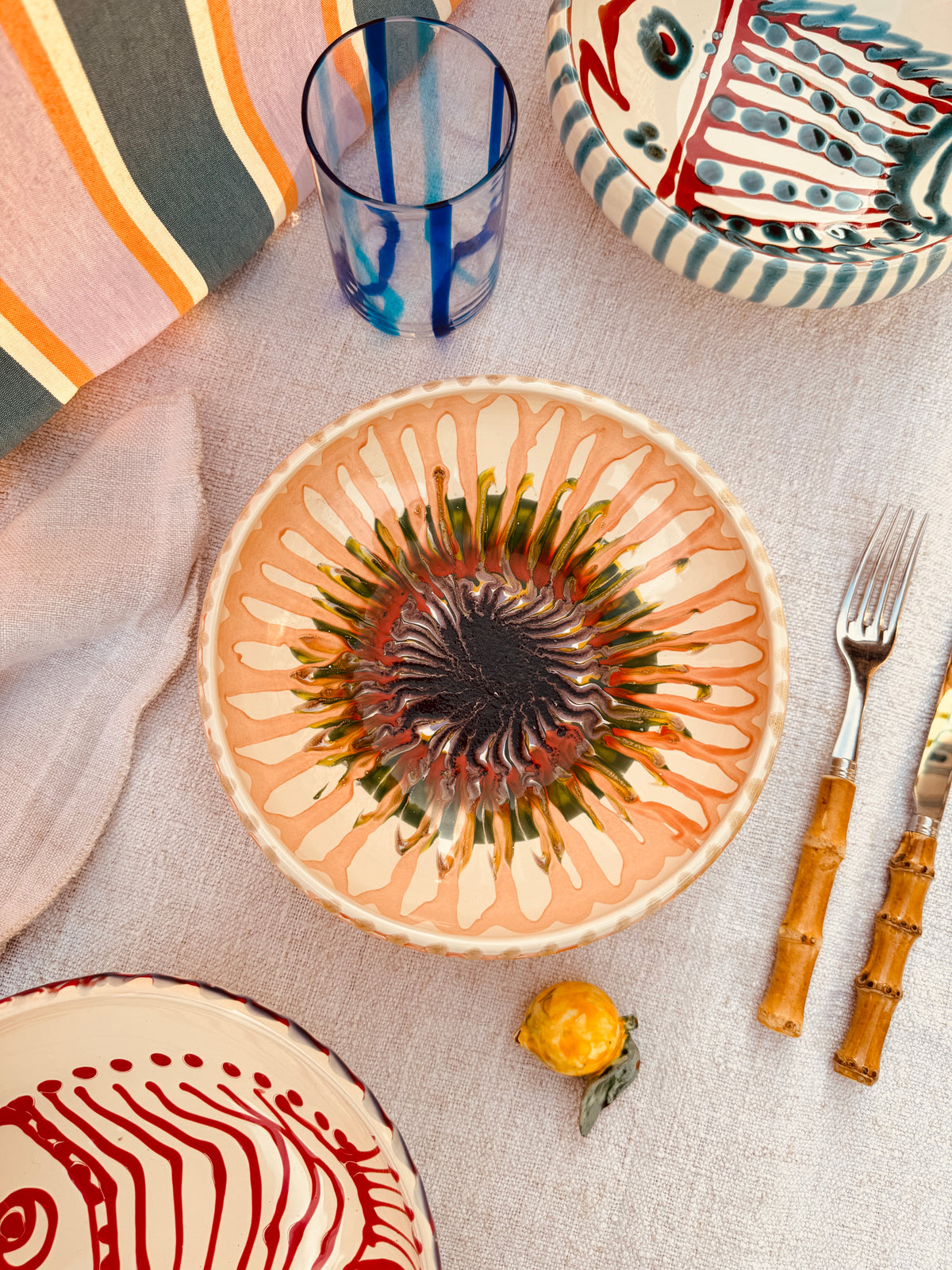 Handmade Ceramic Bowl 21 cm “Bordo Tornito” - Unique Piece from Italy