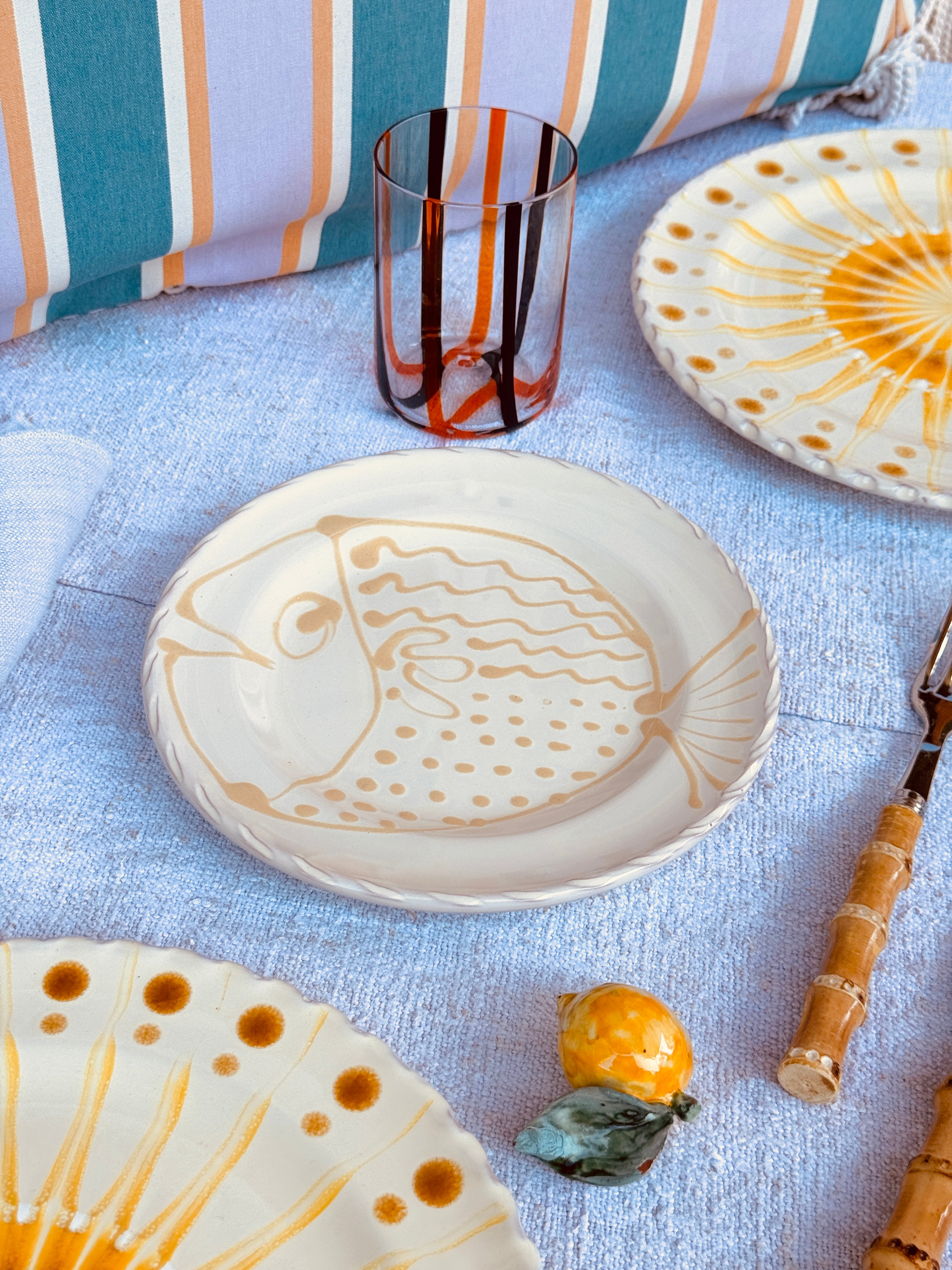 Handmade Italian Antipasti Plate 20 cm | Small Ceramic Plate "Pesce" (Unique Piece)