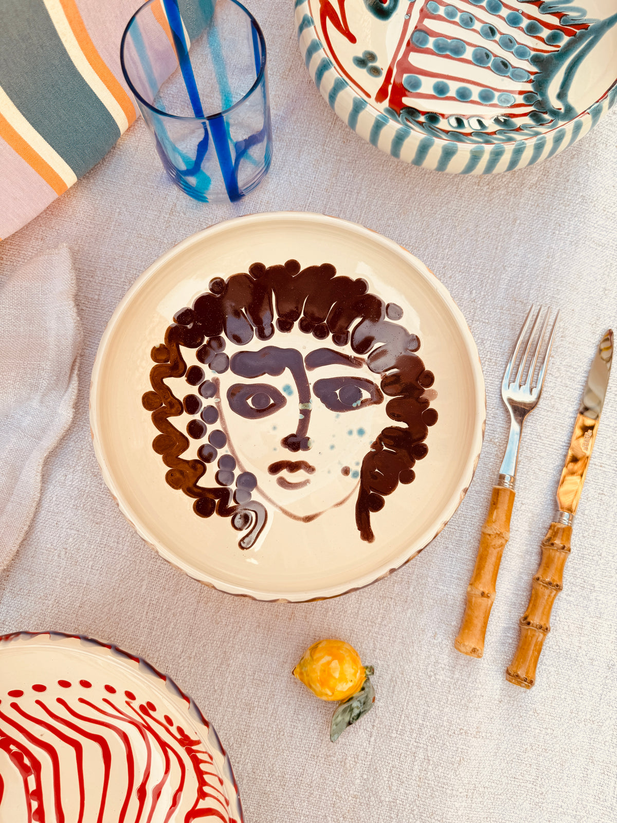 Handmade Ceramic Bowl 21 cm “Bordo Tornito” - Viso Design - Unique Piece from Italy