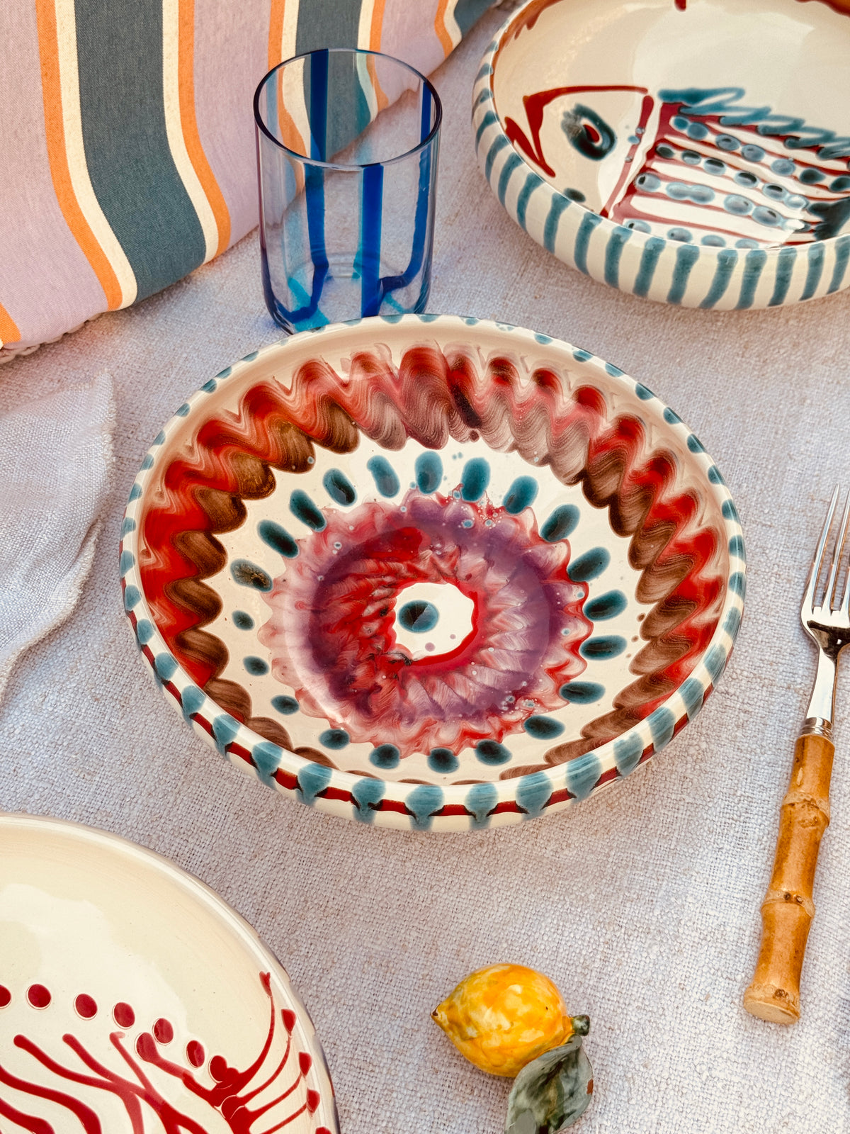 Handmade Ceramic Bowl 21 cm “Bordo Tornito” - Unique Piece from Italy