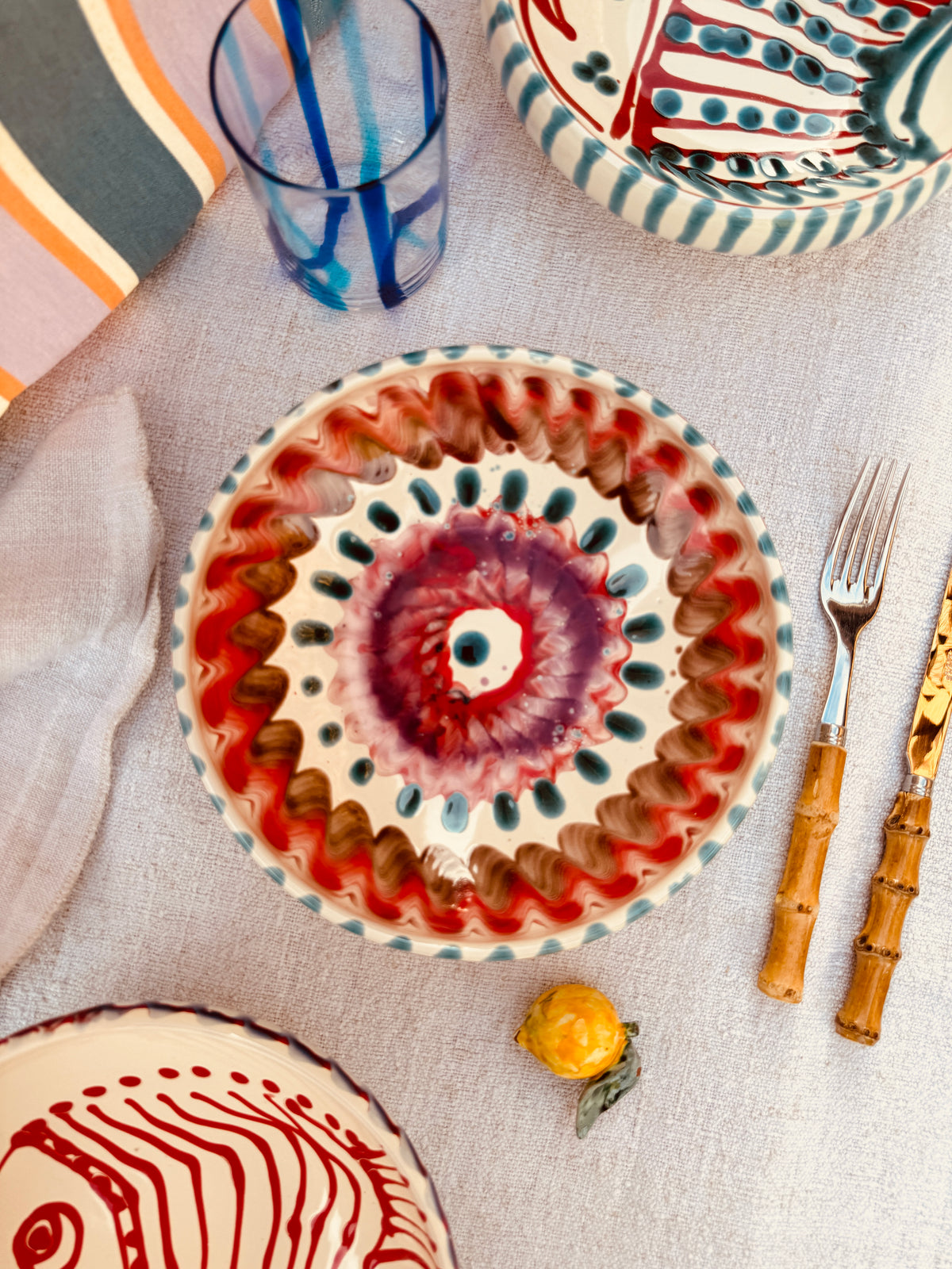 Handmade Ceramic Bowl 21 cm “Bordo Tornito” - Unique Piece from Italy