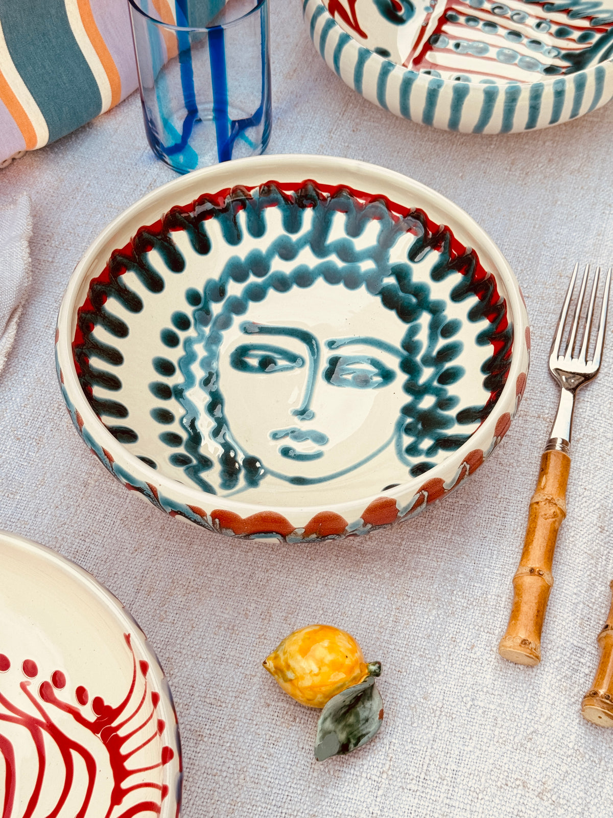Handmade Ceramic Bowl 21 cm “Bordo Tornito” - Viso Design - Unique Piece from Italy