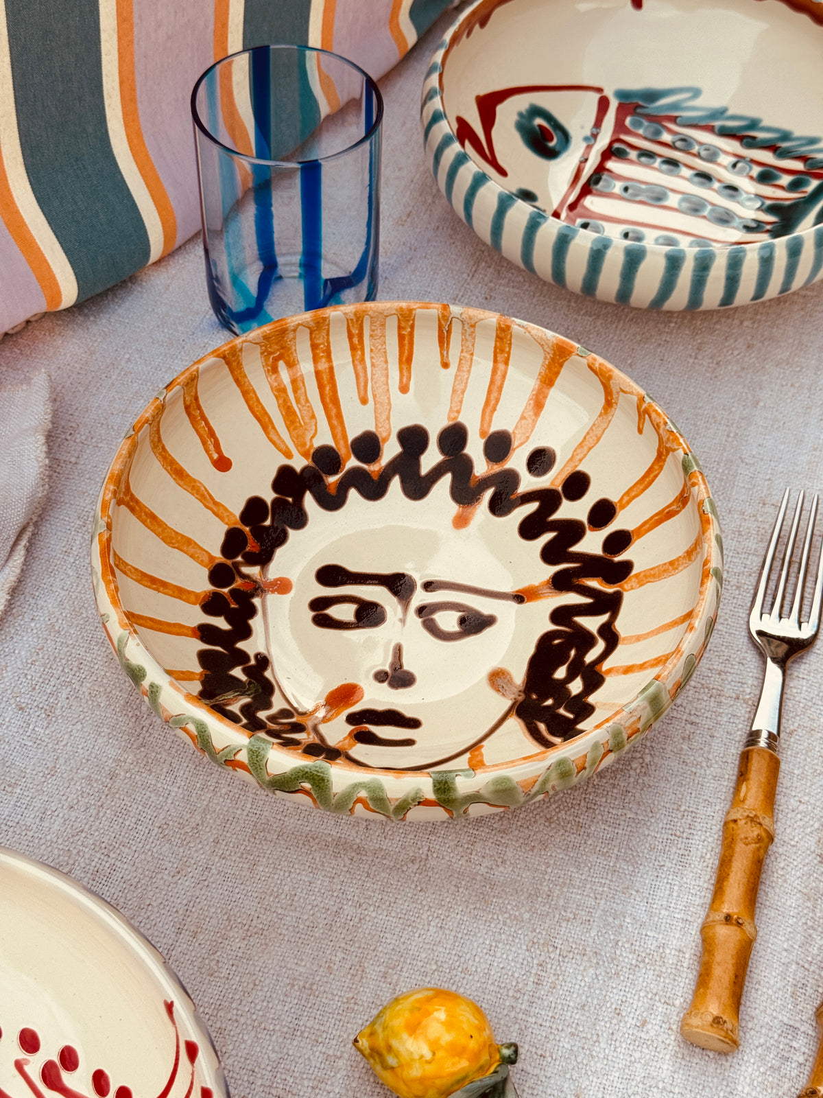 Handmade Ceramic Bowl 21 cm “Bordo Tornito” - Viso Design - Unique Piece from Italy