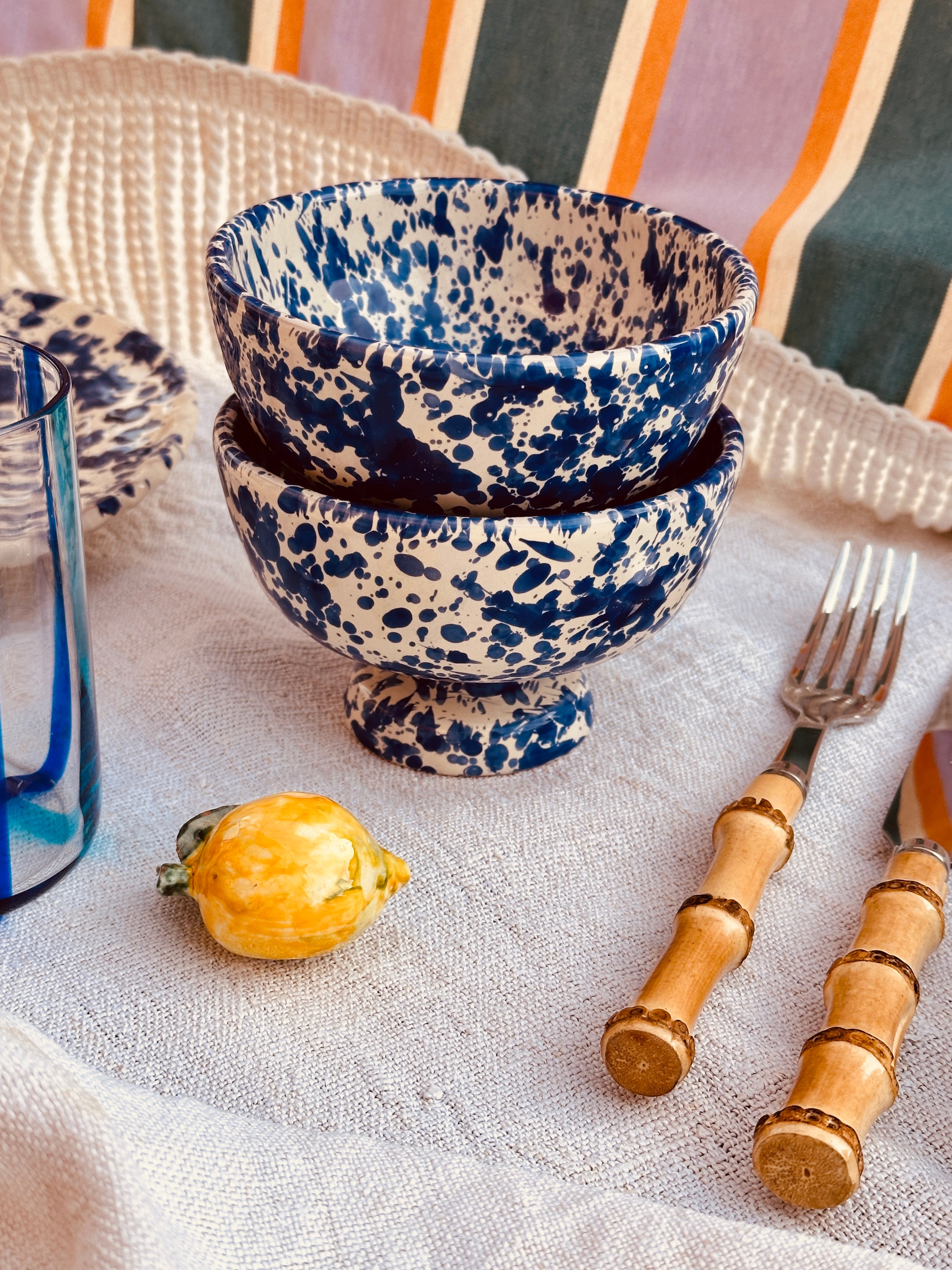 Schizzato Dessert High Bowl "Blu" Set of 2