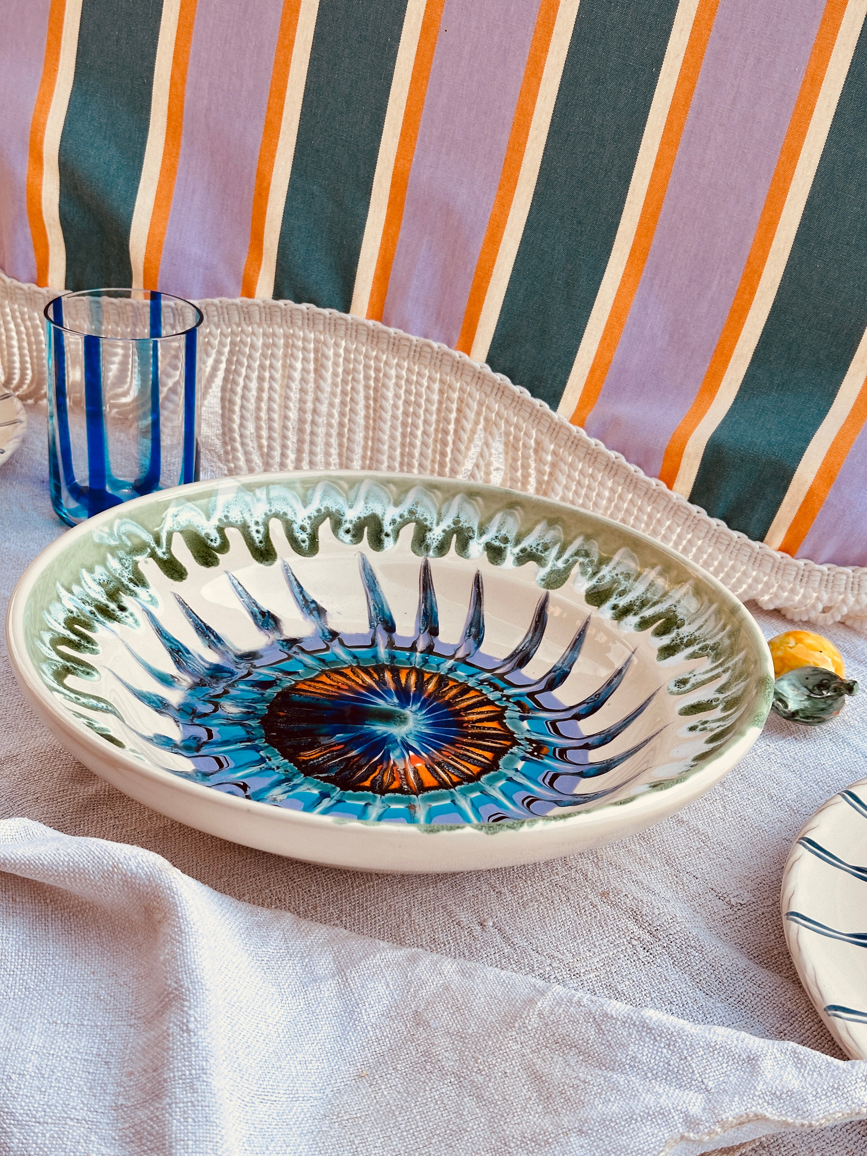 Flat Psychodelic Bowl  - 29cm   "Puglia Amore"