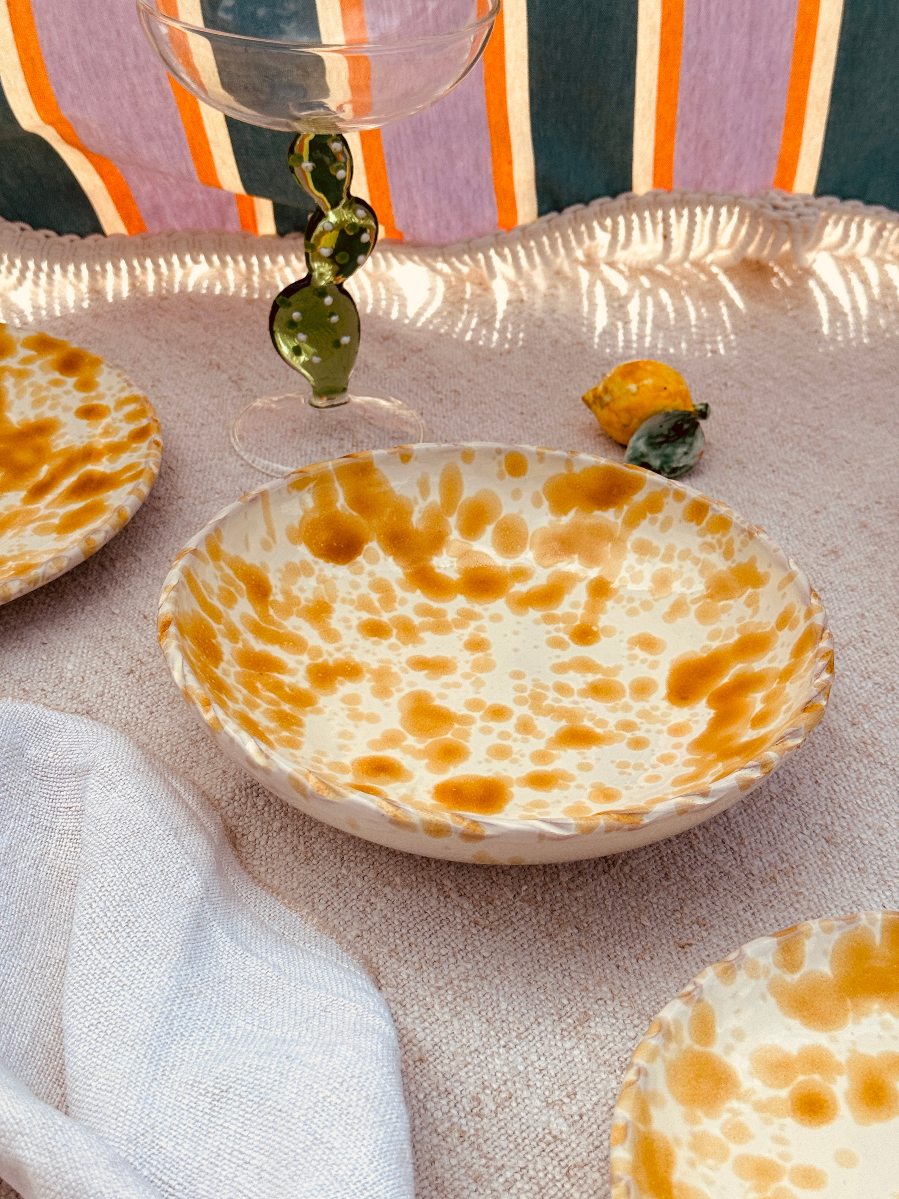 ! New Fit ! Schizzato Pasta Bowl "Honey"