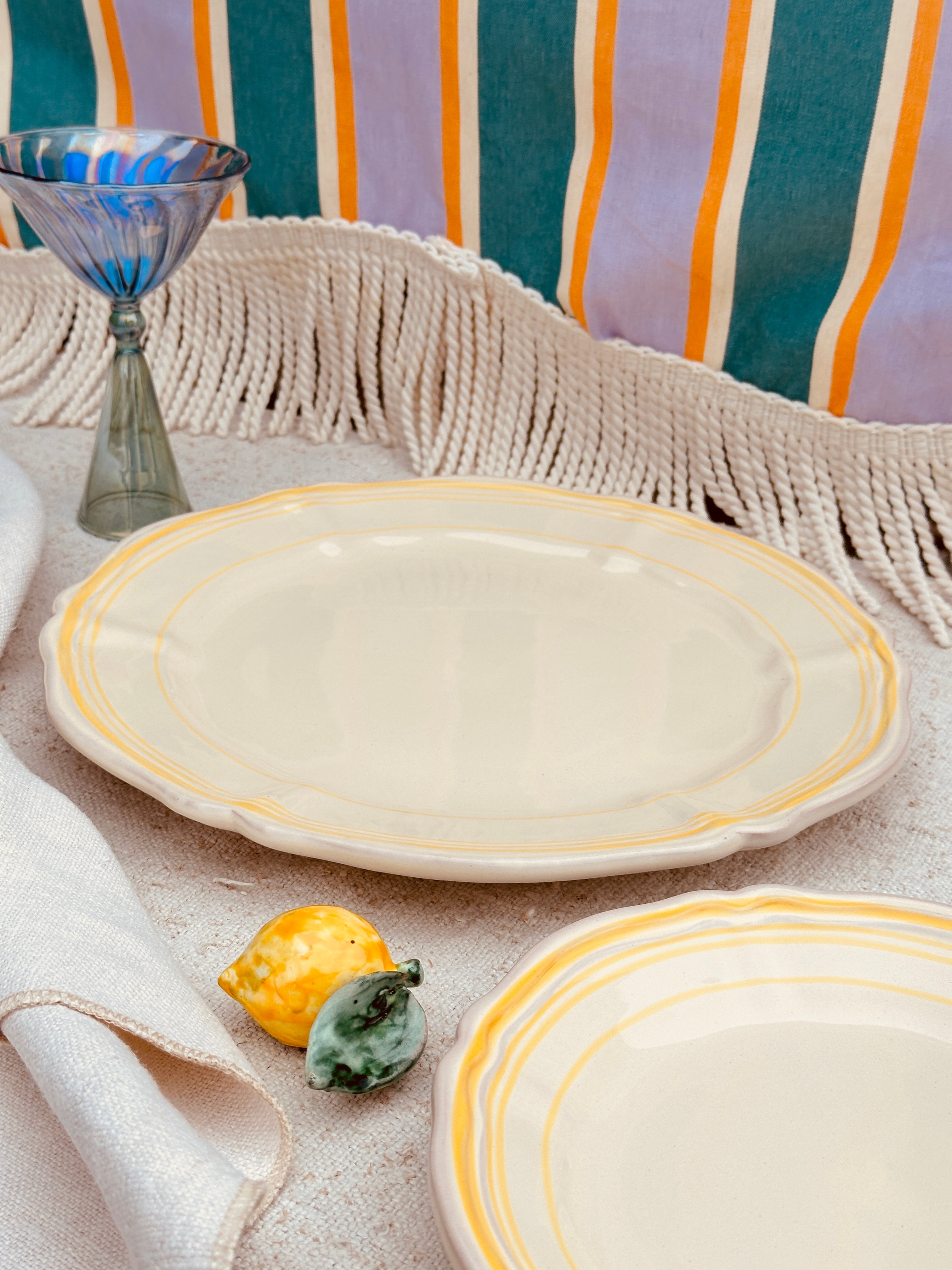 Uni Dinner Plate Baccellato  - Colour Base Avorio / Giallo "The Riviera Basic Collection" - 29 cm