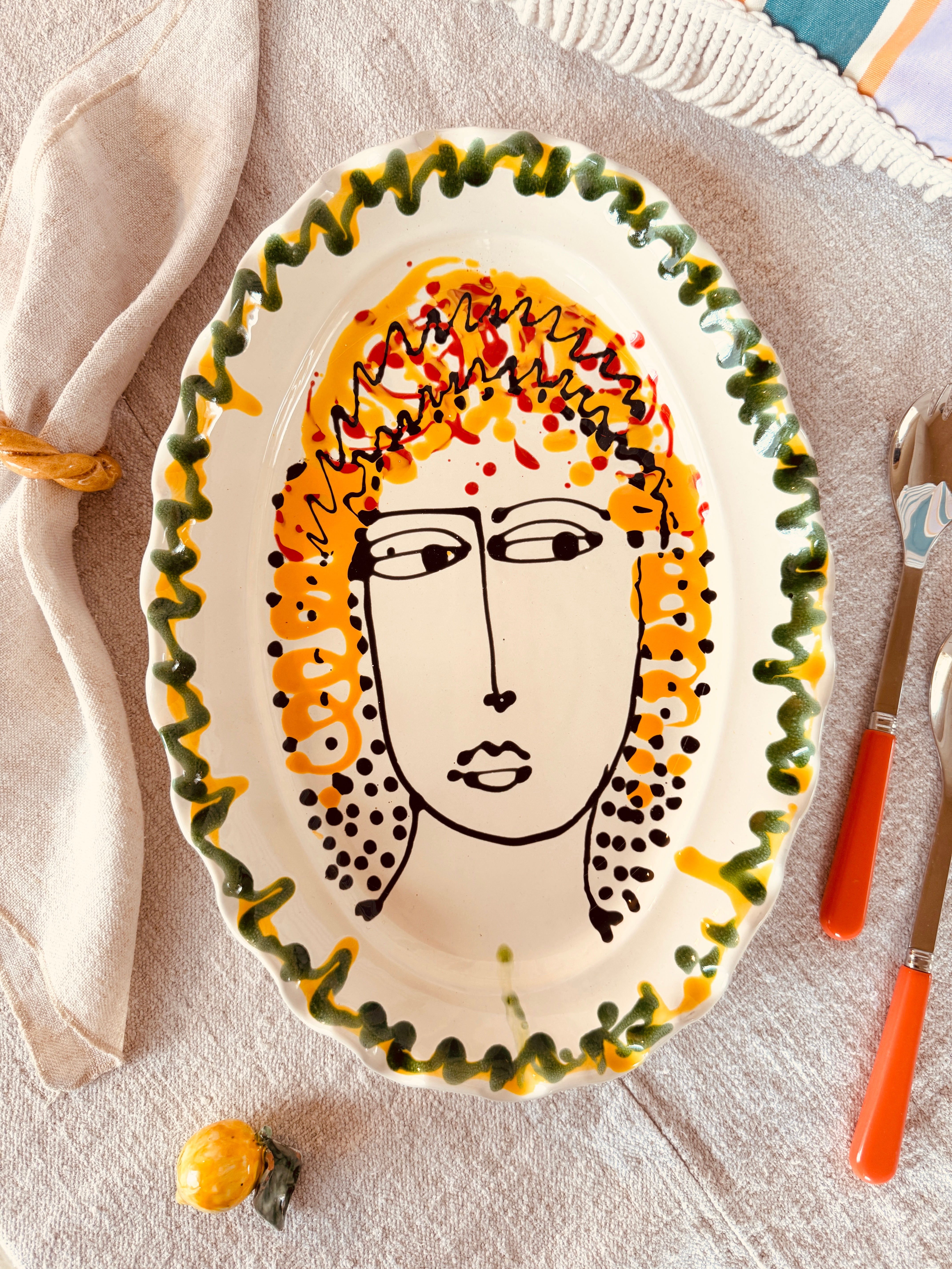 ! Einzelstück ! ovale Servierplatte  41x29cm - nur 1 x erhältlich