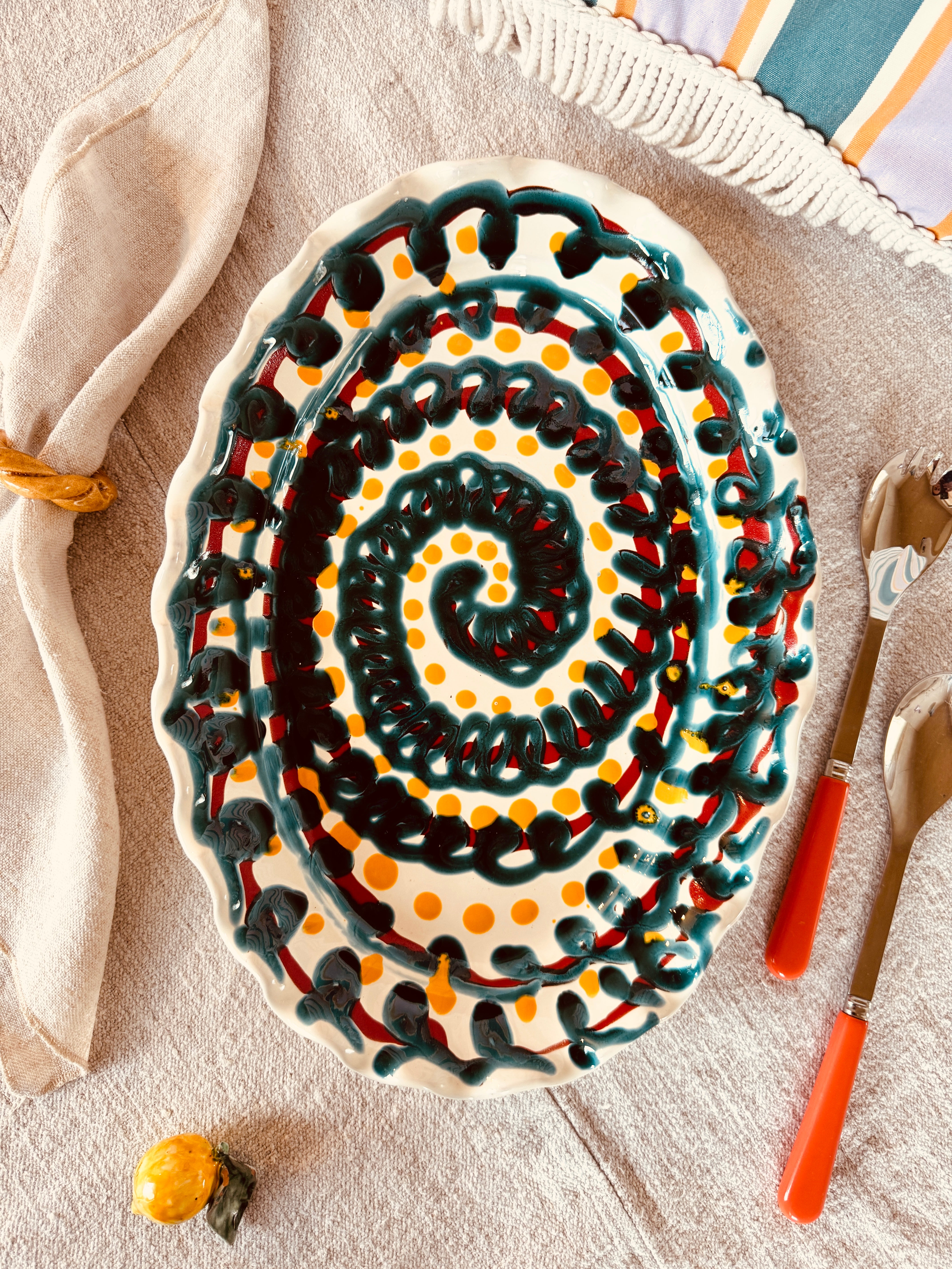 ! Einzelstück ! ovale Servierplatte  41x29cm - nur 1 x erhältlich