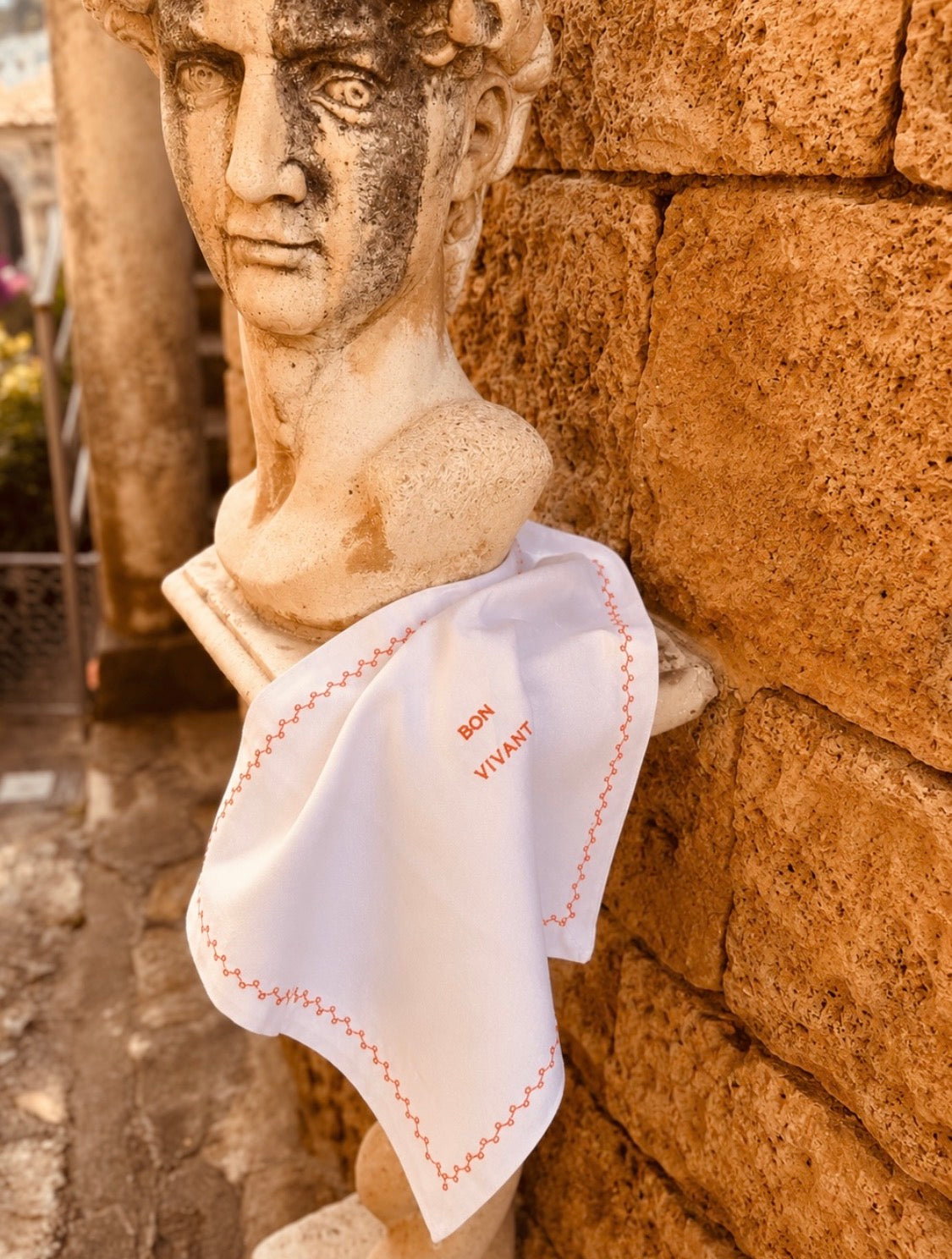 Handgefertigte Italienische Leinen Serviette "Bon Vivant"