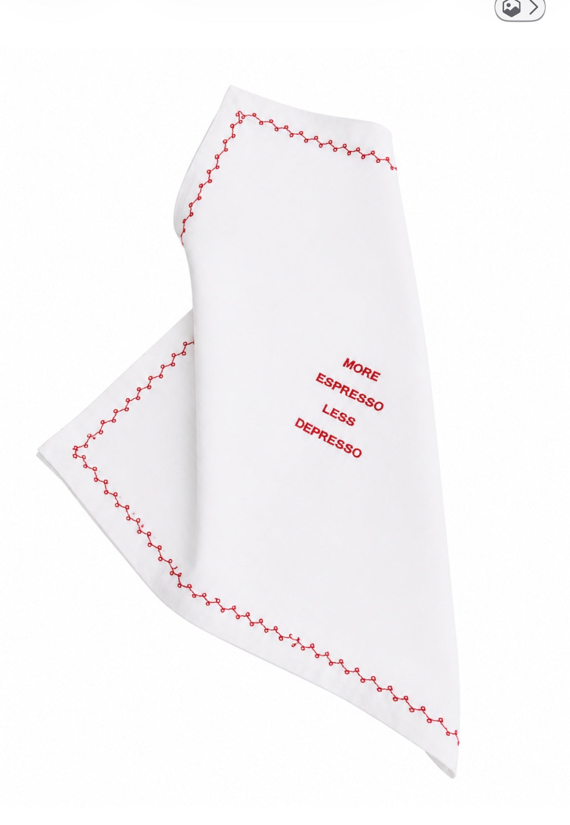Handmade Italian Cotton/ LinenNapkins "More Esspresso less Depresso"