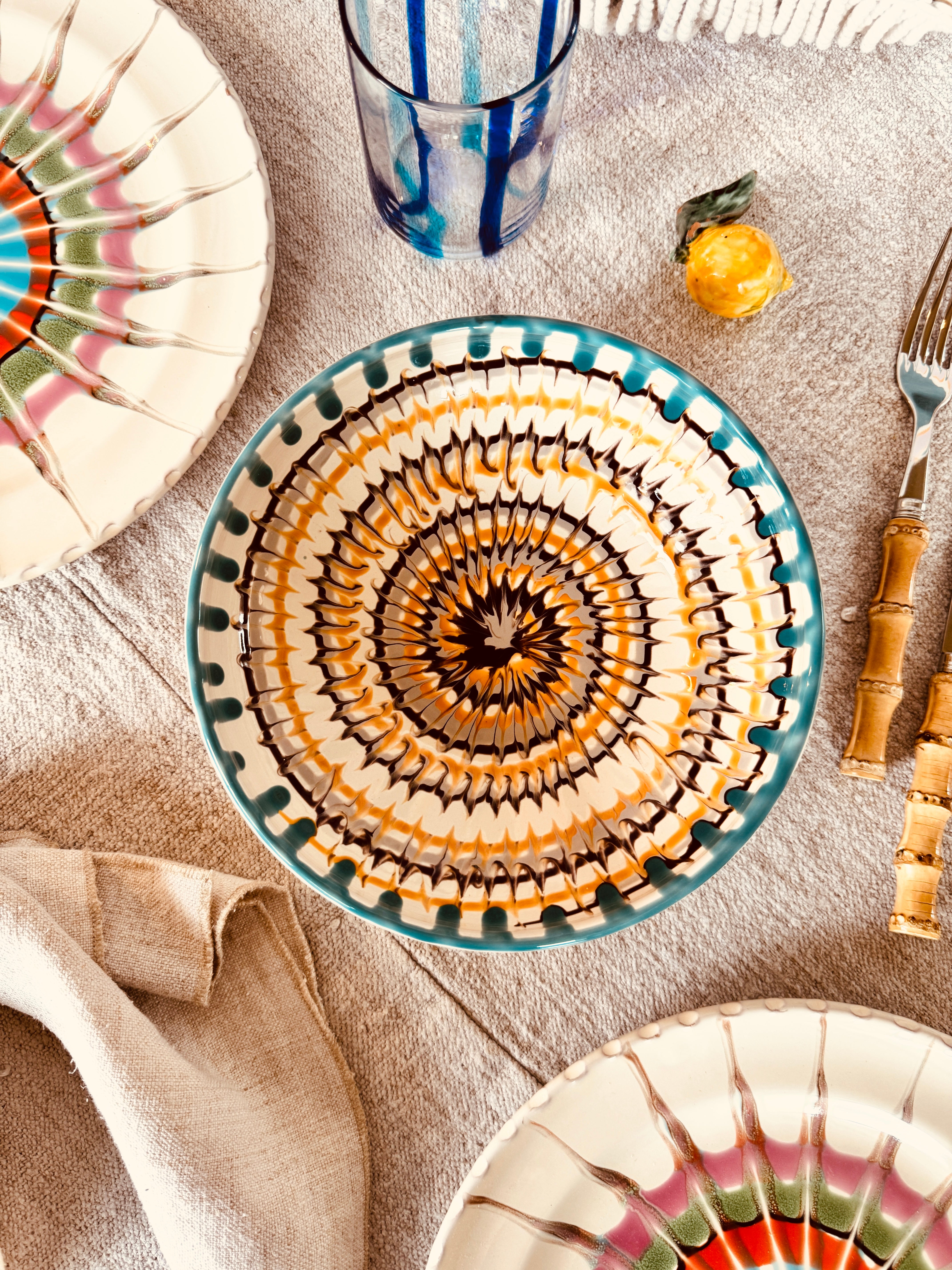 Bowl Bordo Tornito - 21cm "Alicudi" Handmade Ceramic from Puglia