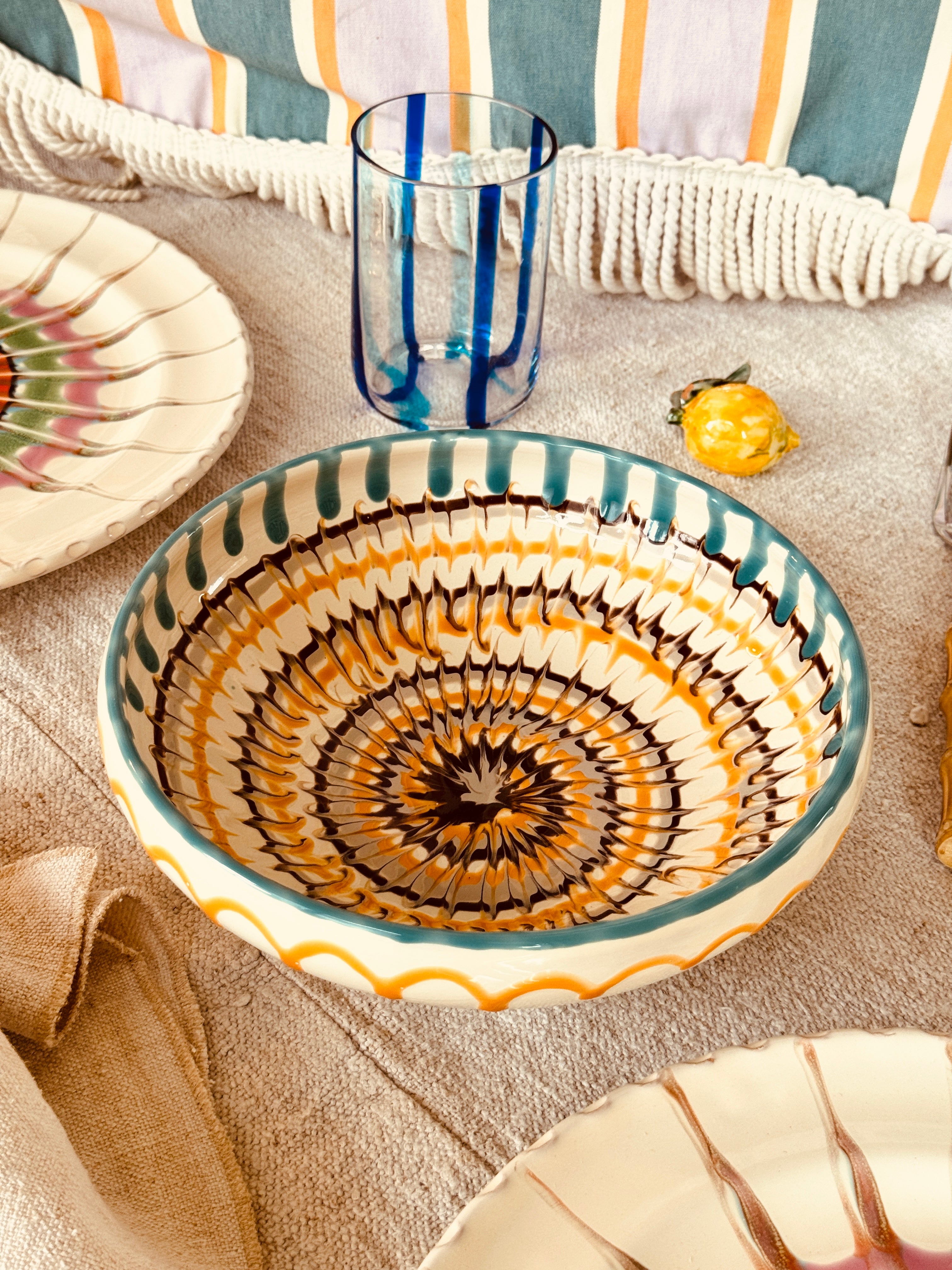 Bowl Bordo Tornito - 21cm "Alicudi" Handmade Ceramic from Puglia