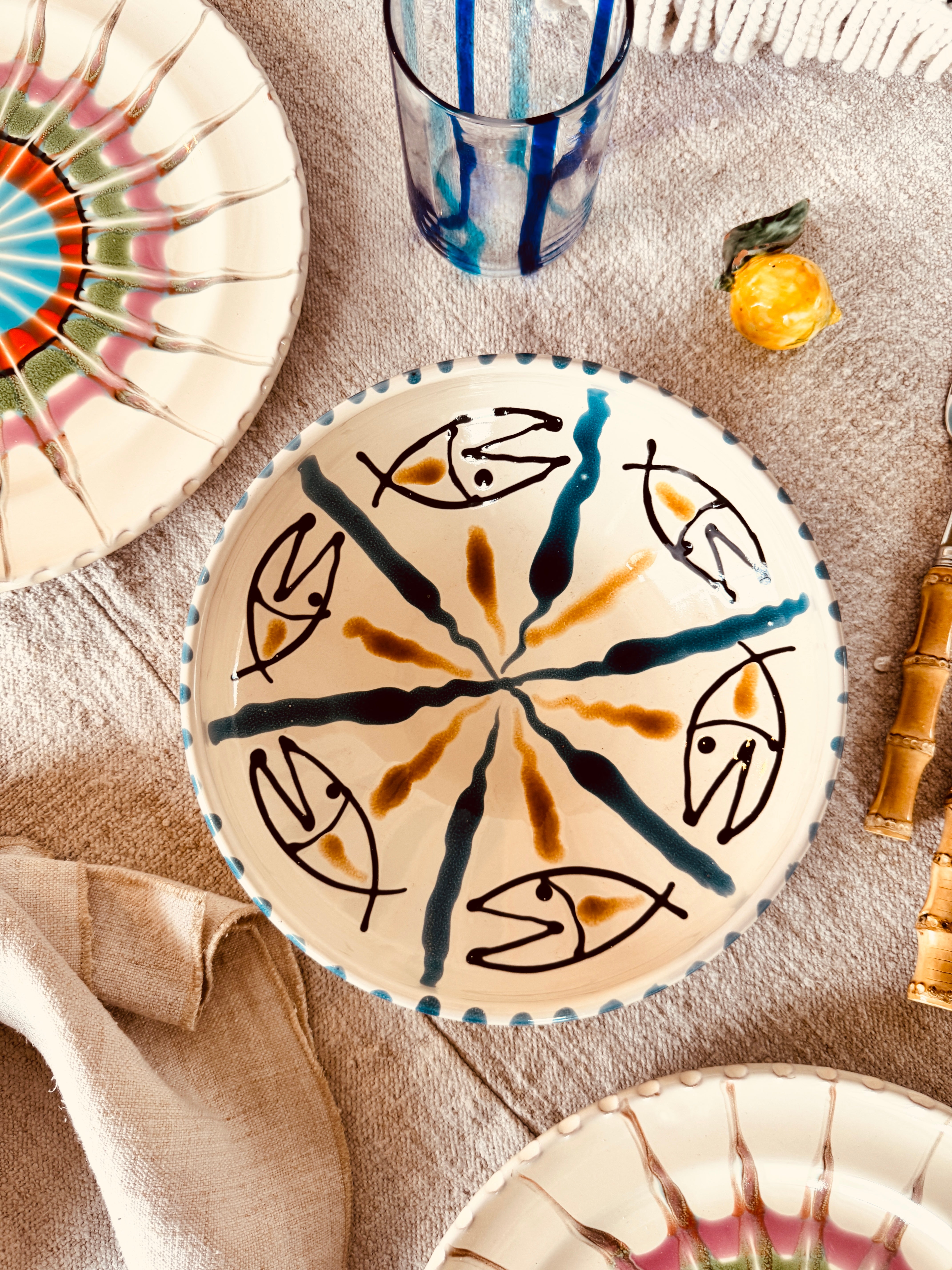 Bowl Bordo Tornito - 21cm "Pesce di Bari" Handmade Ceramic from Puglia