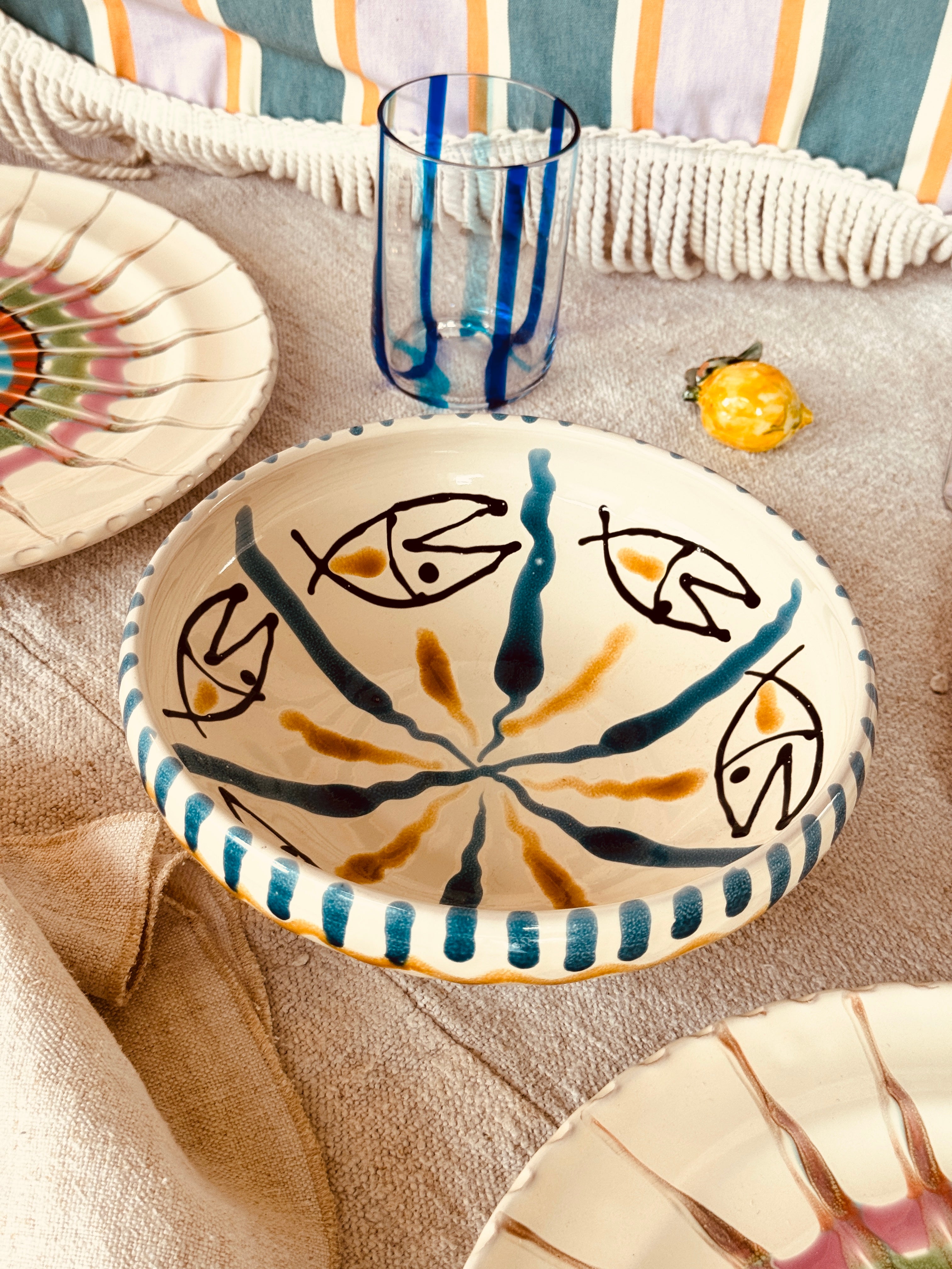 Bowl Bordo Tornito - 21cm "Pesce di Bari" Handmade Ceramic from Puglia