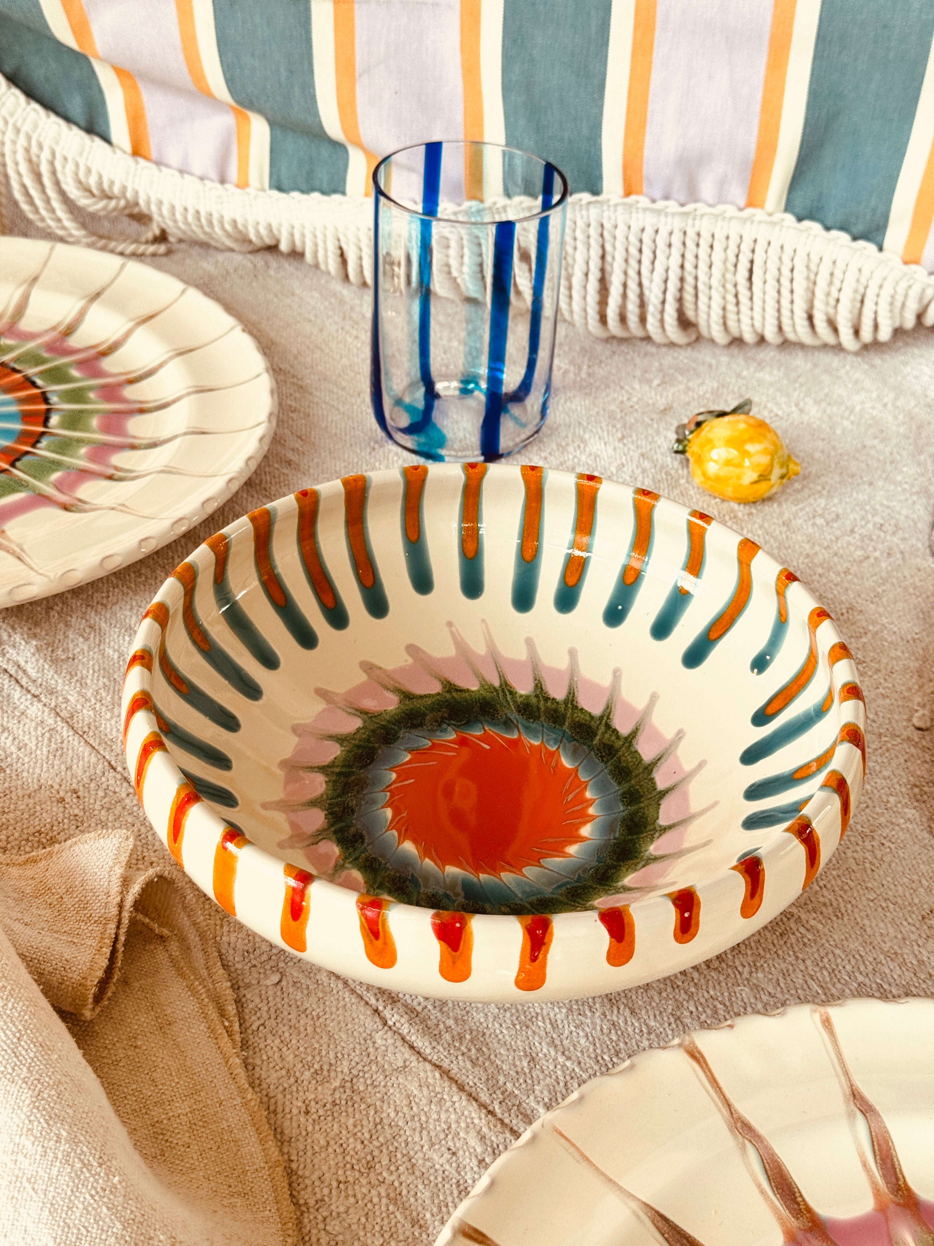 Bowl Bordo Tornito - 21cm "Filicudi" Handmade Ceramic from Puglia