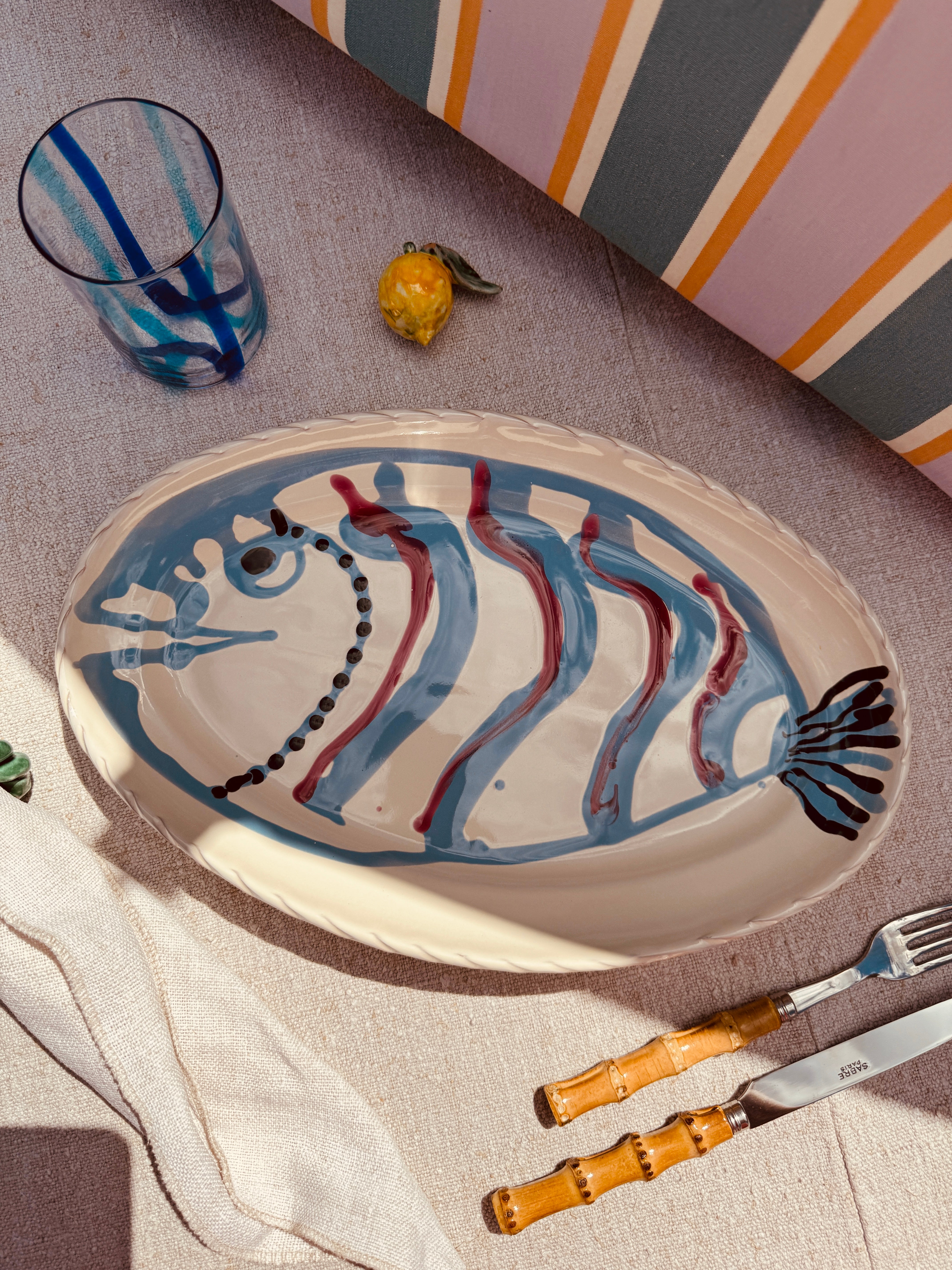Unique Psychodelic Oval Plate "Pesce di Taranto" 35X23 CM