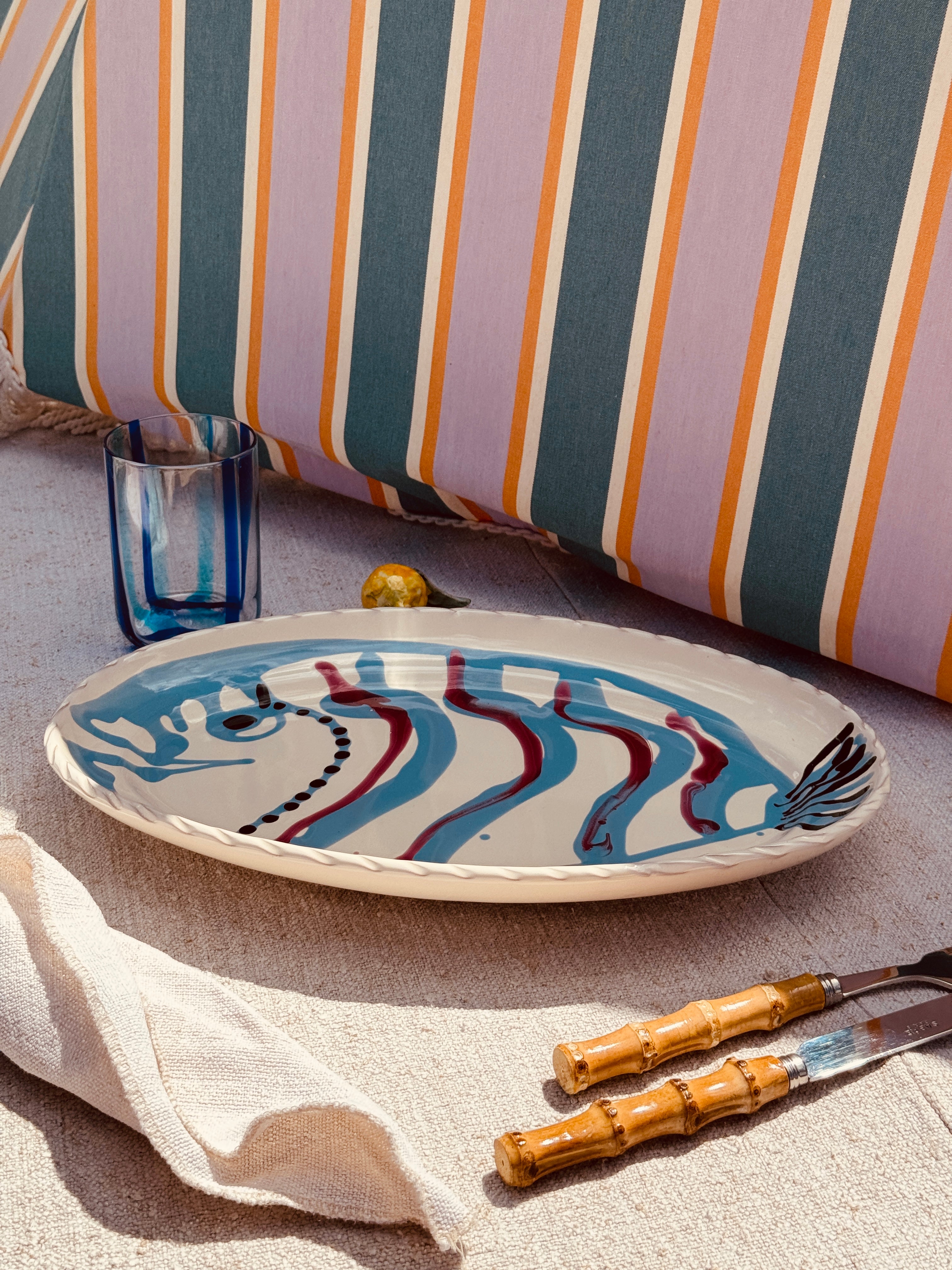 Unique Psychodelic Oval Plate "Pesce di Taranto" 35X23 CM