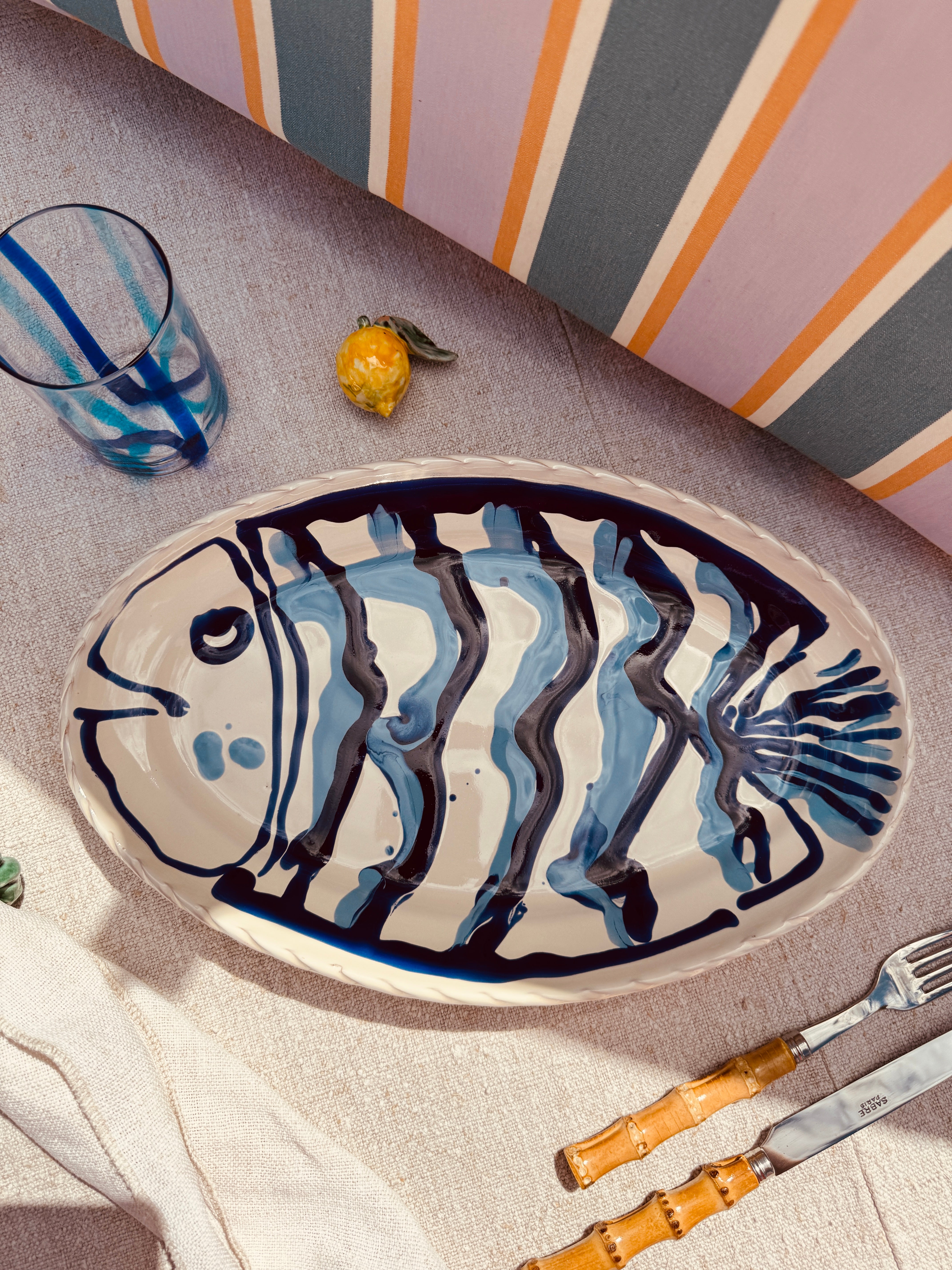 Unique Psychodelic Oval Plate "Pesce di Taranto" 35X23 CM
