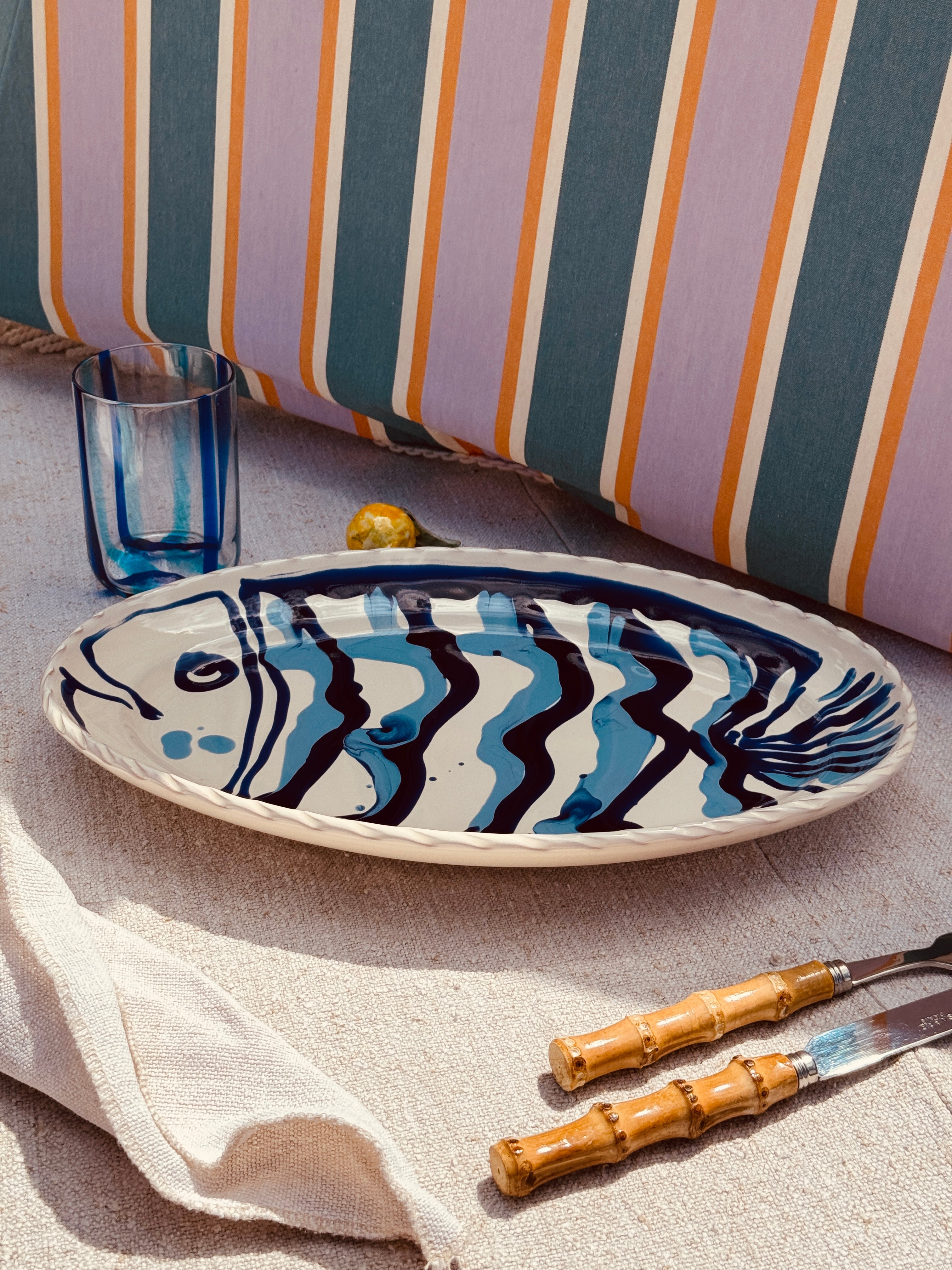 Unique Psychodelic Oval Plate "Pesce di Taranto" 35X23 CM
