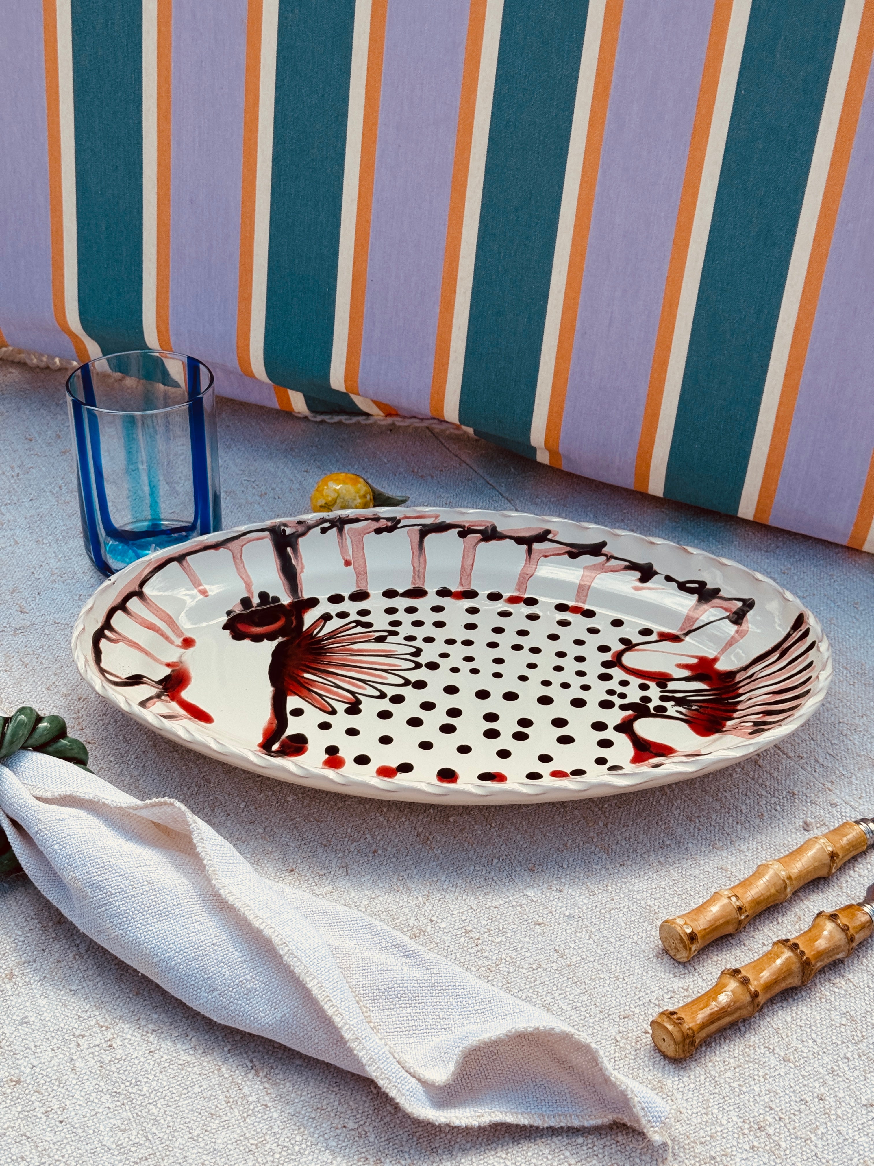 Unique Psychodelic Oval Plate "Pesce di Taranto" 35X23 CM