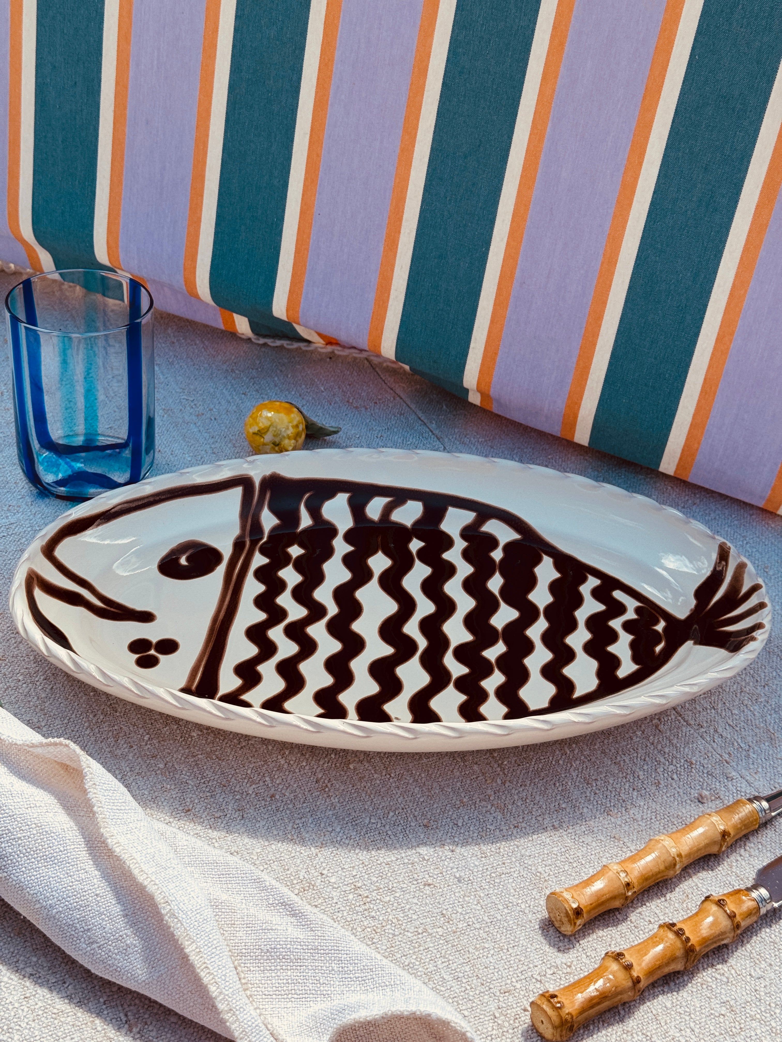 Einzelstück - Psychodelic ovale Servierplatte "Pesce di Taranto" 35X23 CM